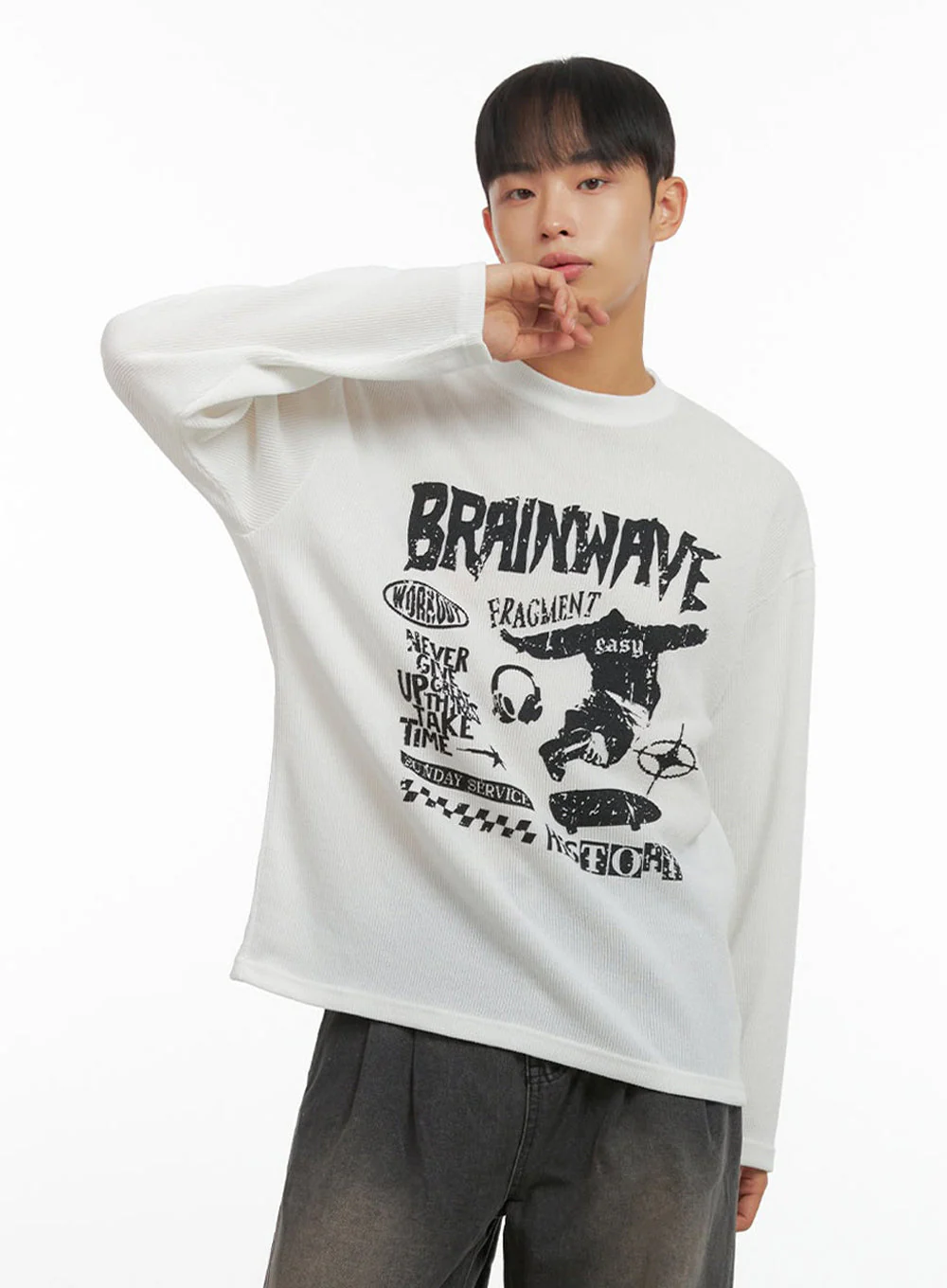 Men's Round Neck Graphic Top IO420 - Image 4