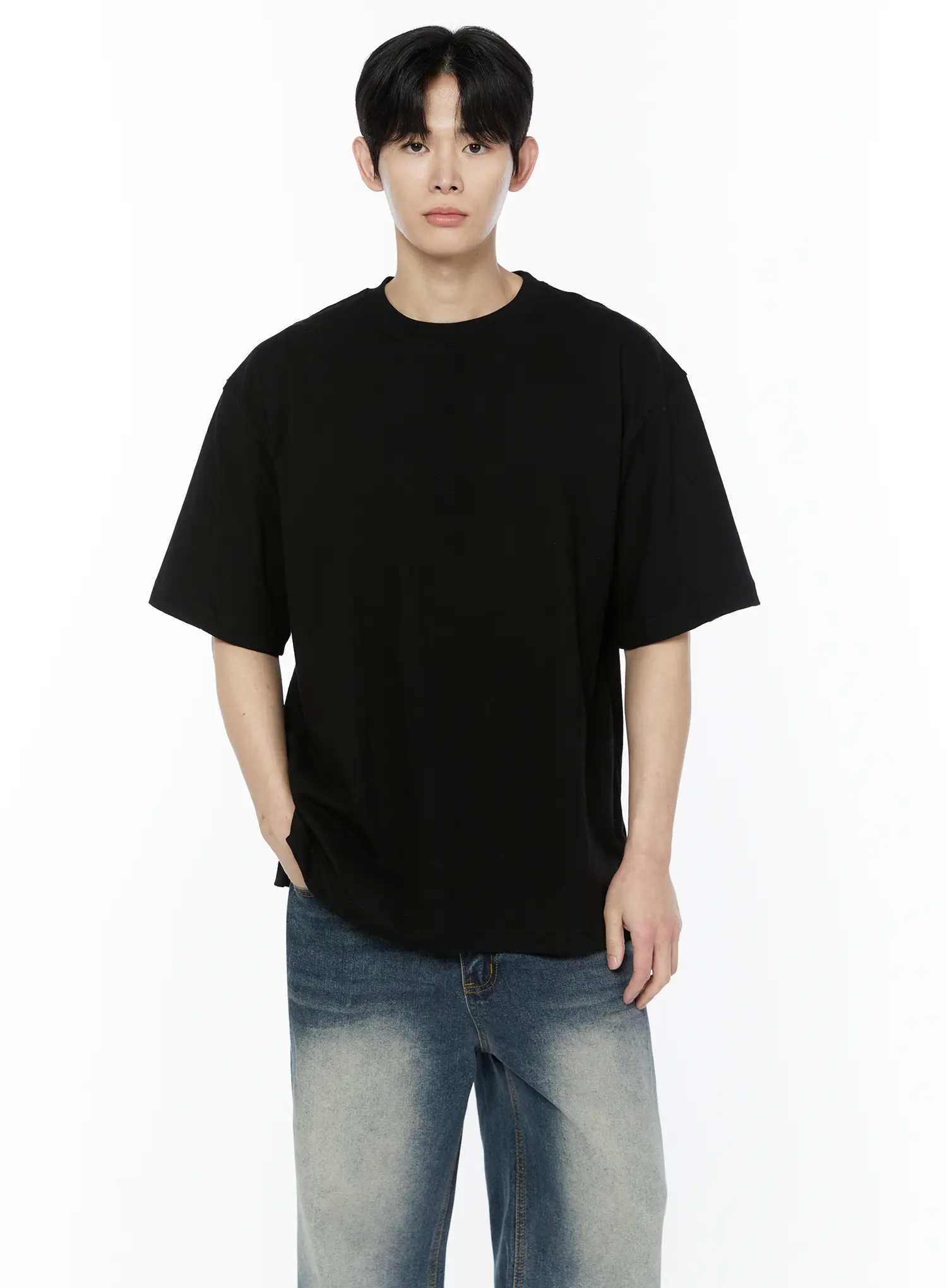 Men's Side Slit T-Shirt (Black) IY505