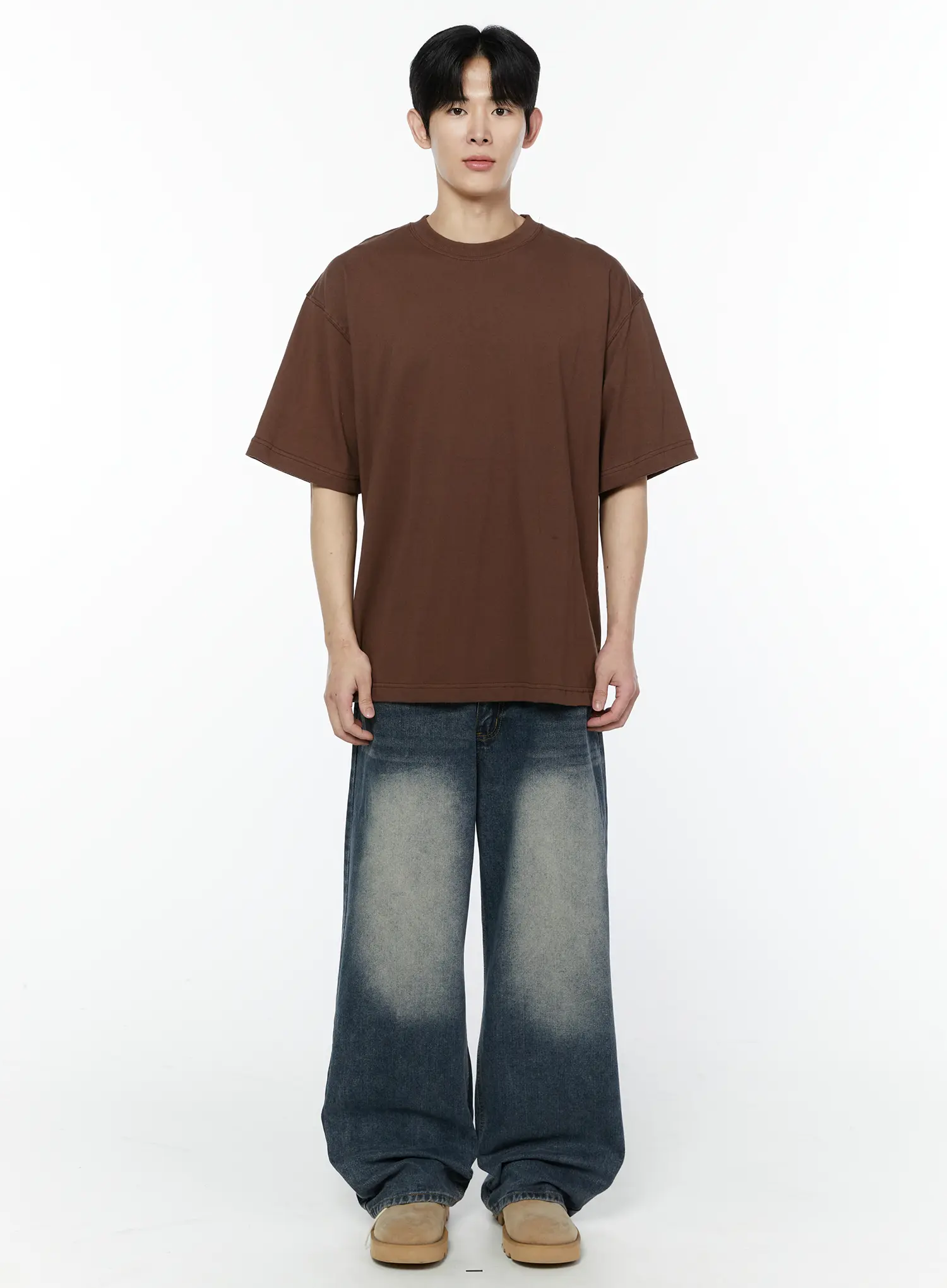 Men's Side Slit T-Shirt (Brown) IY505 - Image 4