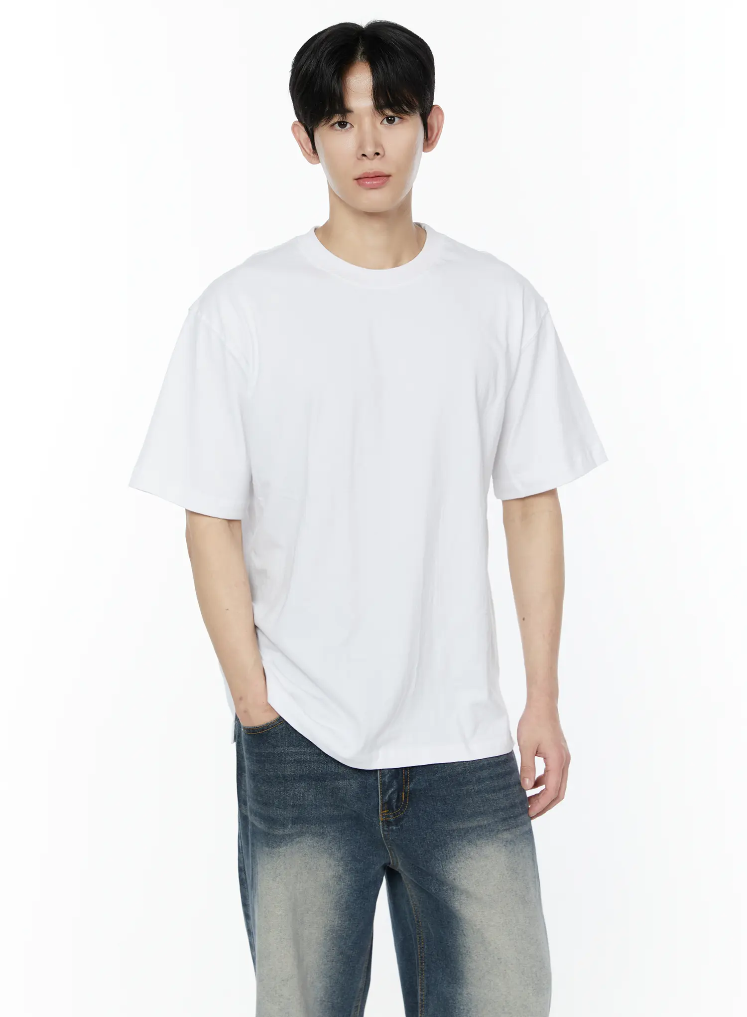 Men's Side Slit T-Shirt (White) IY505