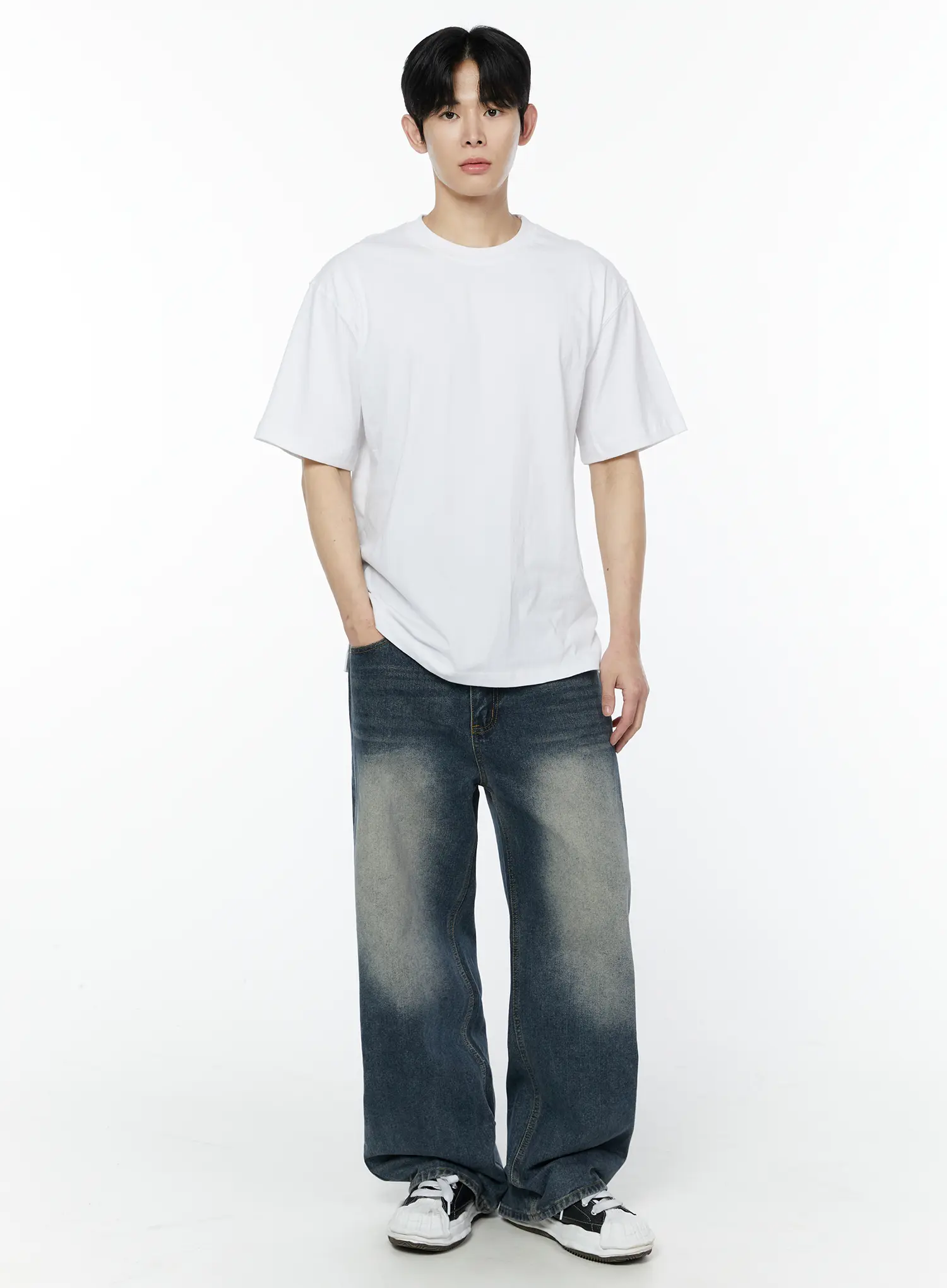 Men's Side Slit T-Shirt (White) IY505 - Image 4
