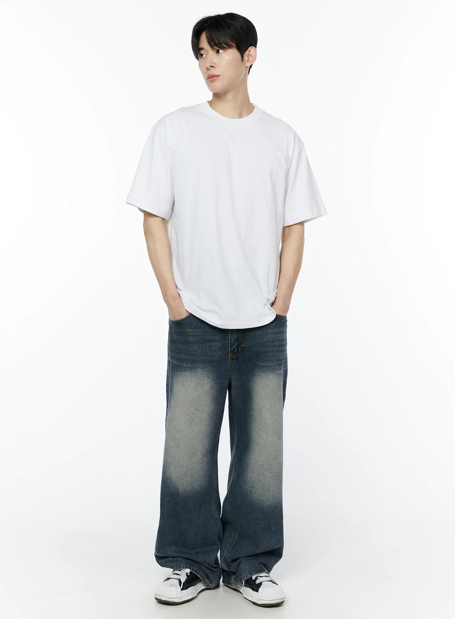 Men's Side Slit T-Shirt (White) IY505 - Image 5