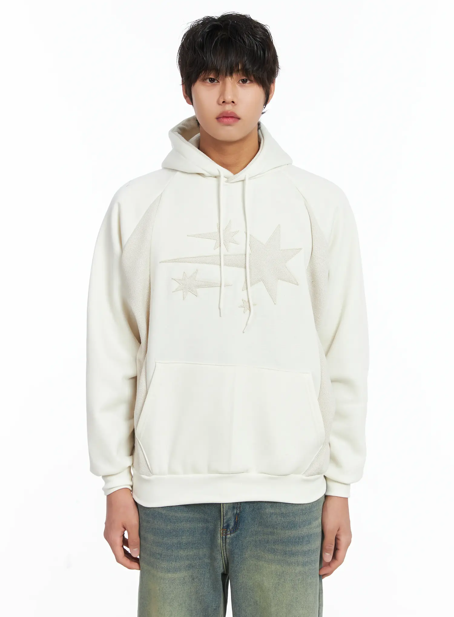 Men's Simple Camo Detail Fleece Hoodie IJ512 - Image 11