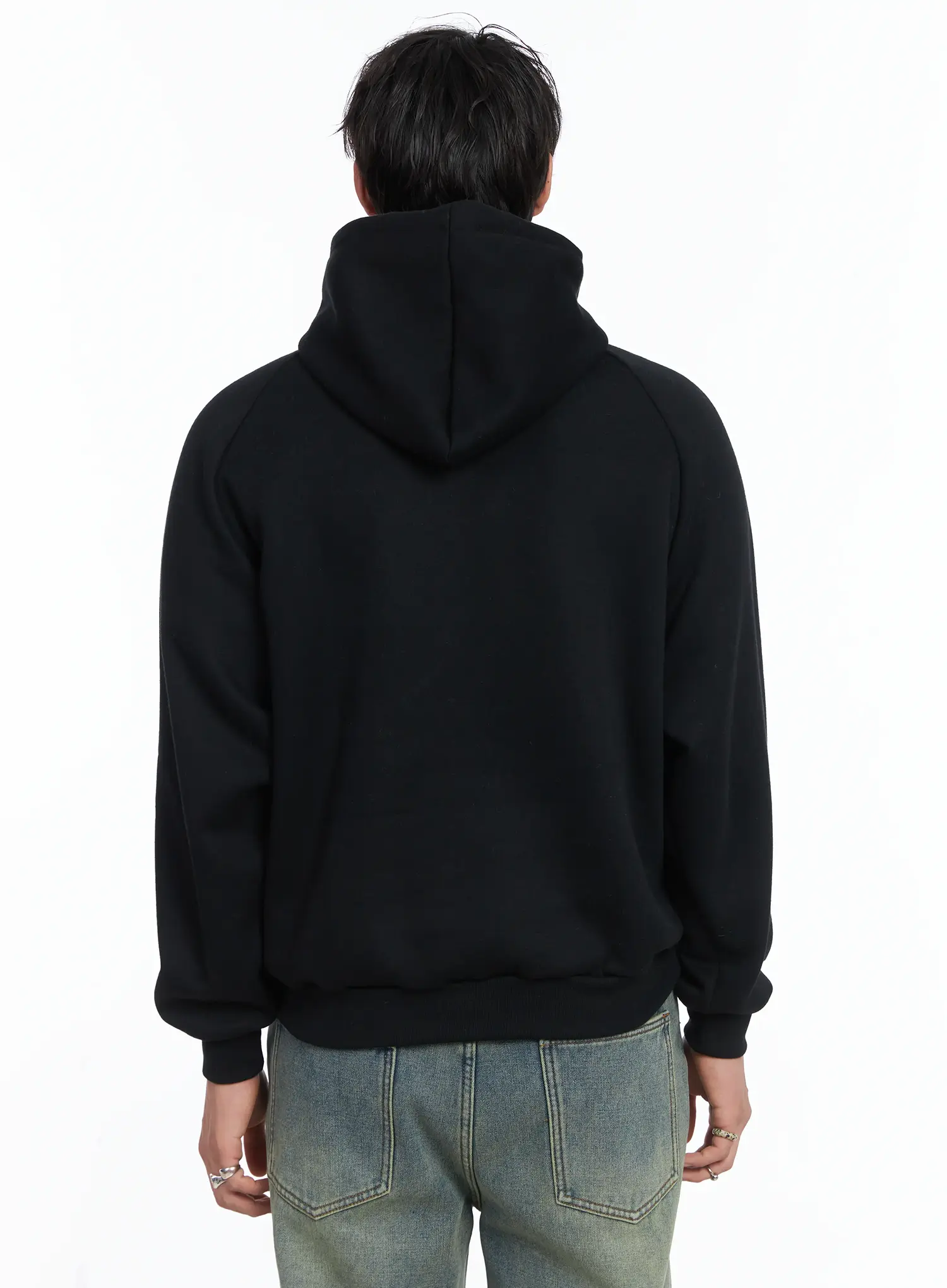 Men's Simple Camo Detail Fleece Hoodie IJ512 - Image 5