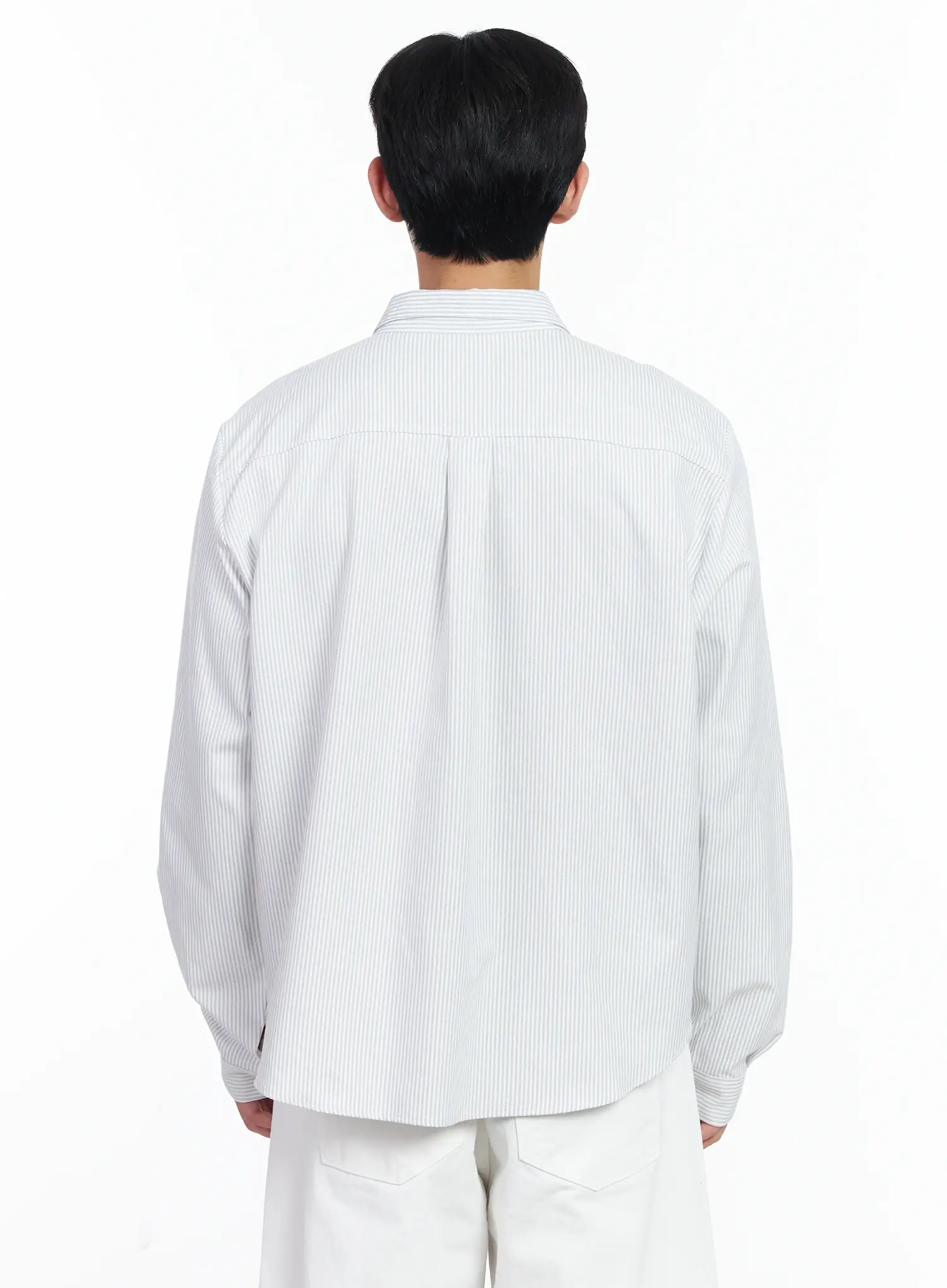 Men's Simple Striped Button-Up Shirt IJ521 - Image 5