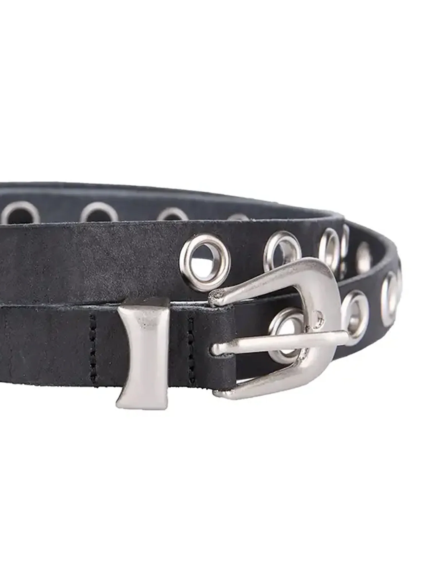 Men's Slim Eyelet Grommet Belt IL516 - Image 2