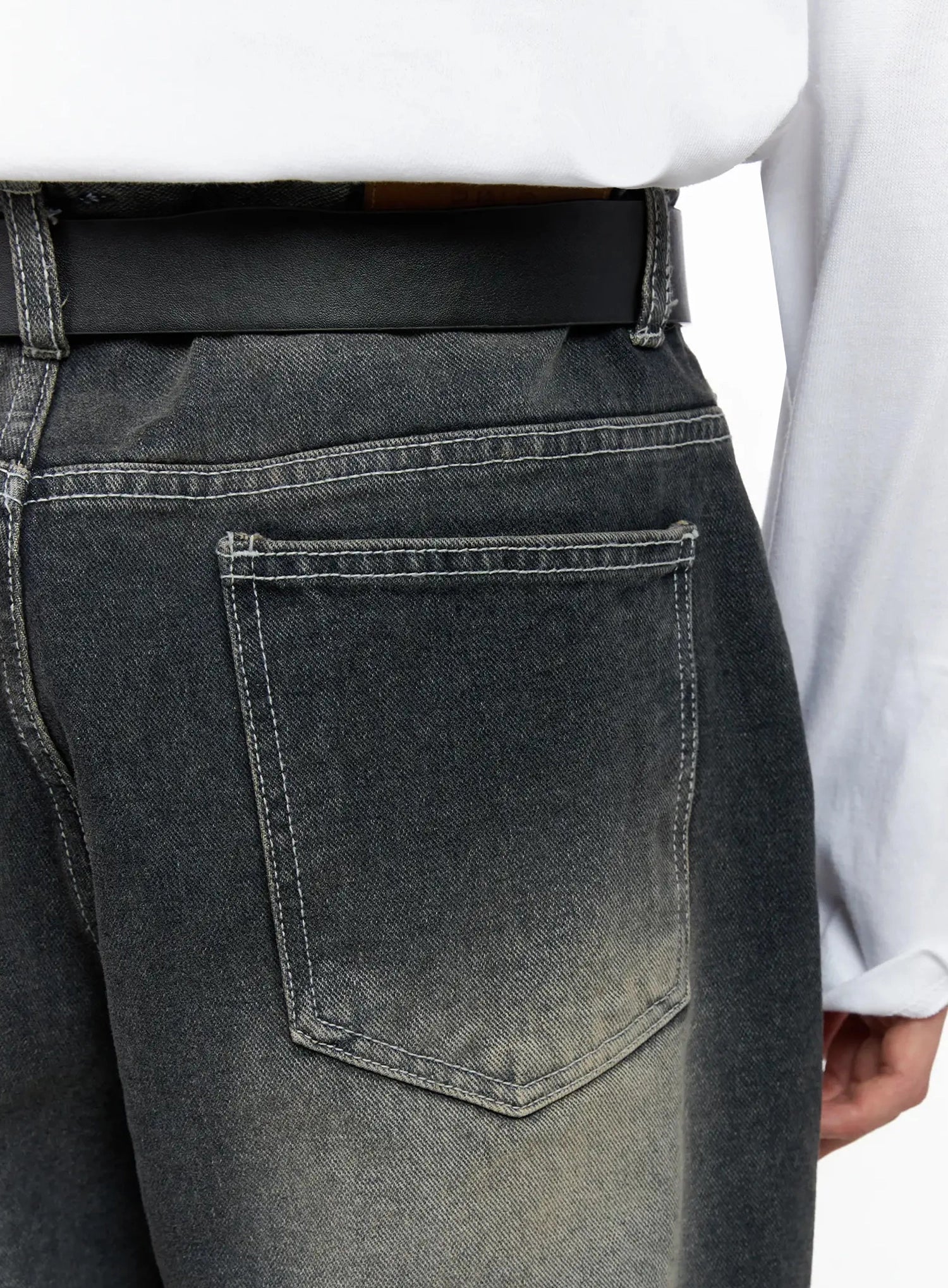 Men's Smoky Faded Wide Denim Jeans IO516 - Image 10