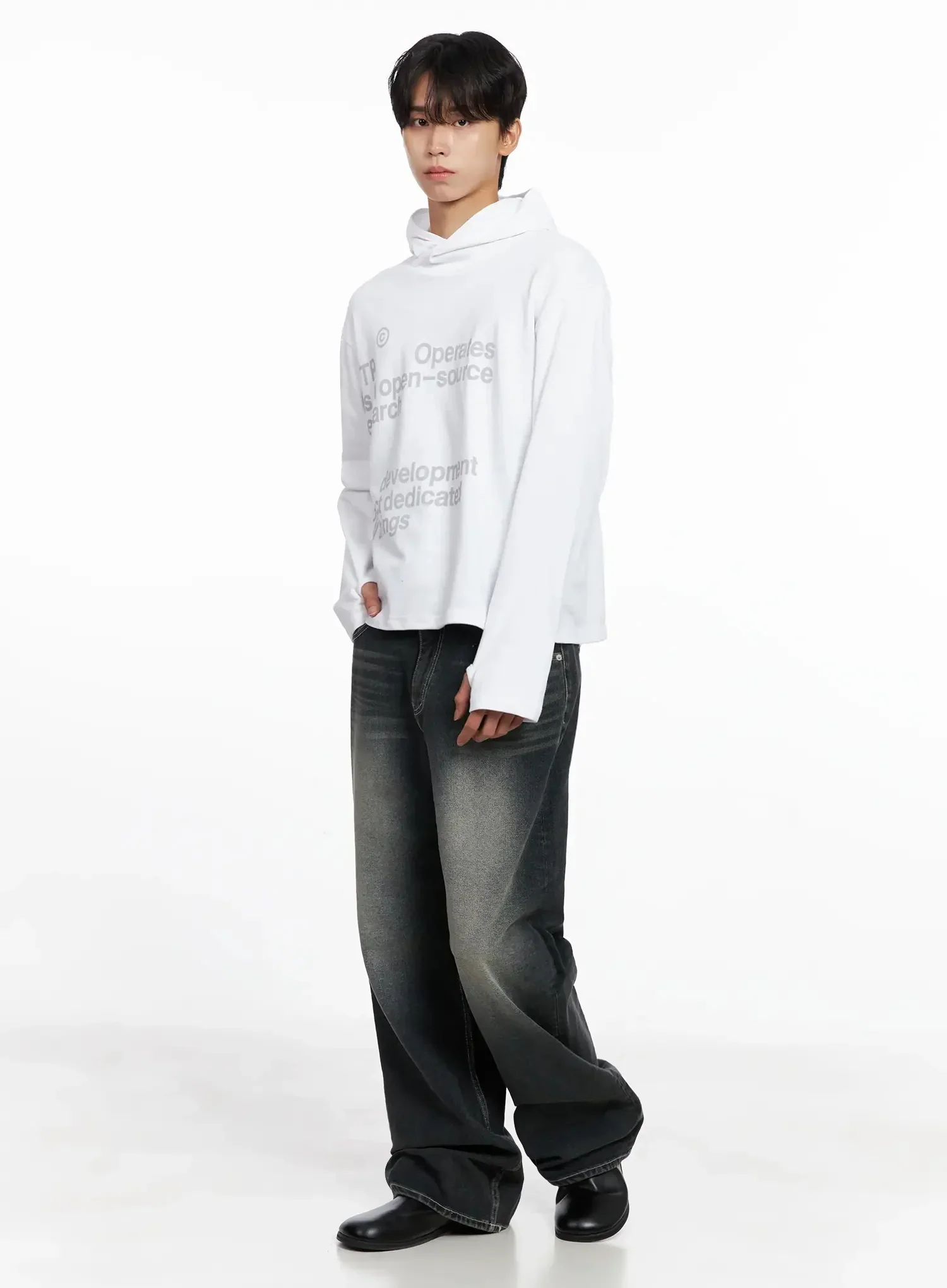 Men's Smoky Faded Wide Denim Jeans IO516 - Image 14