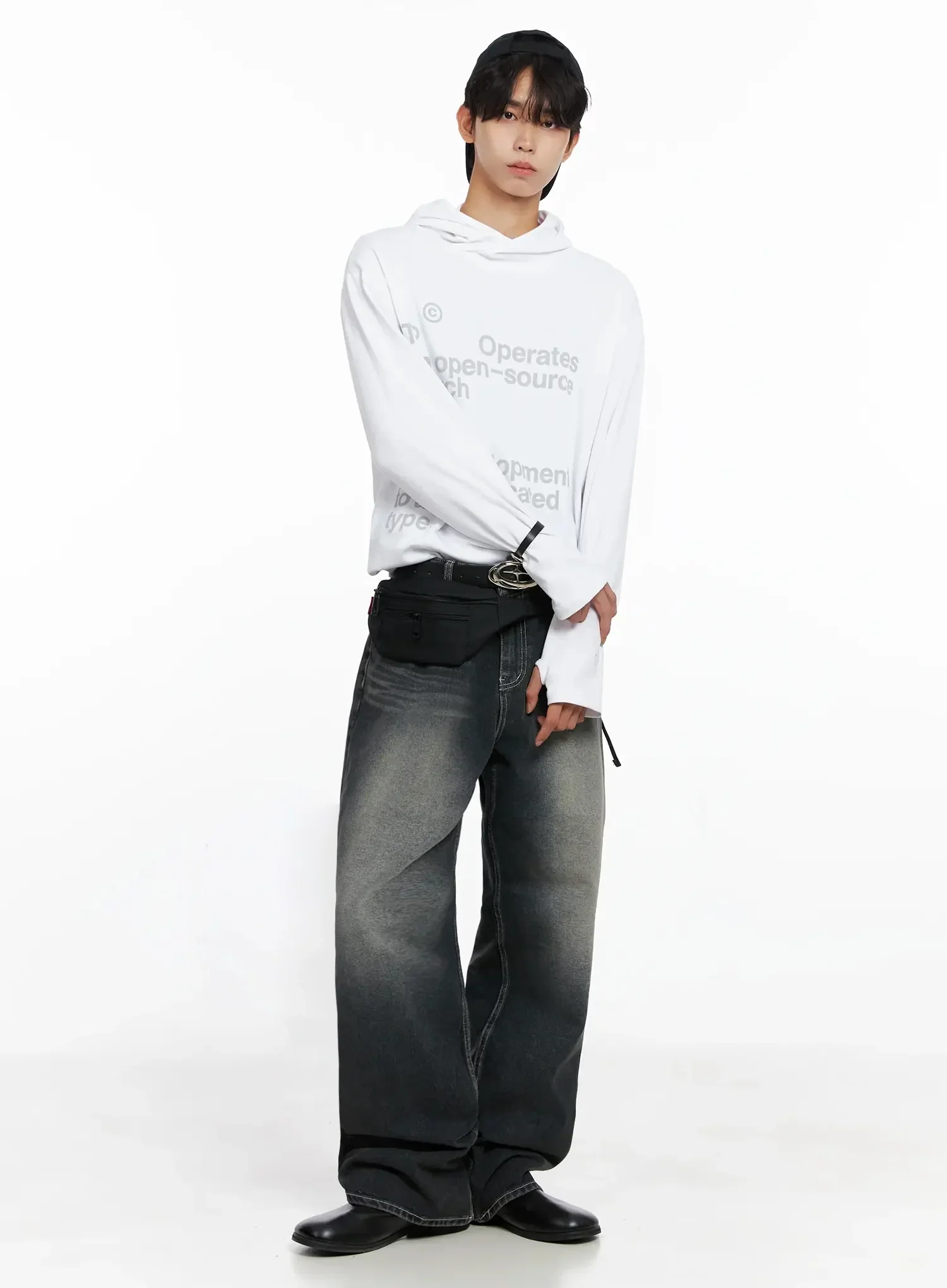 Men's Smoky Faded Wide Denim Jeans IO516 - Image 15