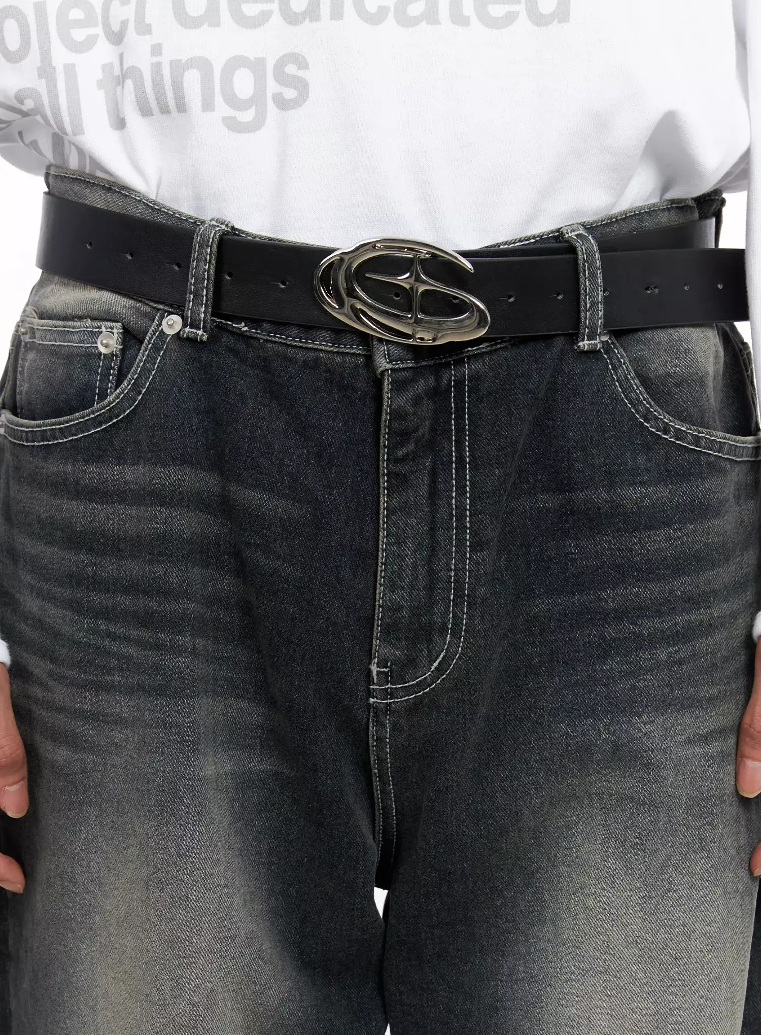 Men's Smoky Faded Wide Denim Jeans IO516 - Image 5