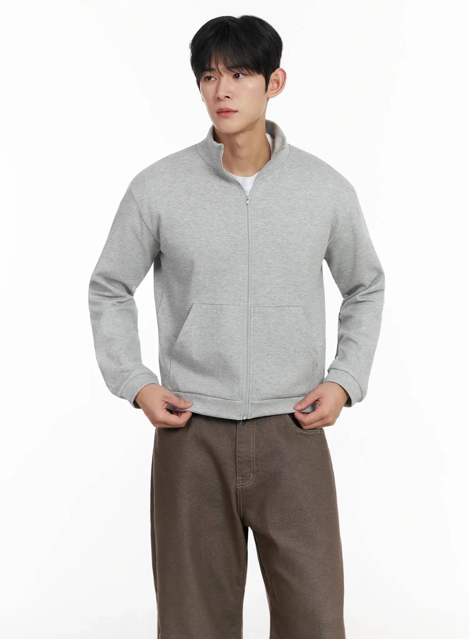 Men's Soft Basic Collared Zip-Up Jacket IF516 - Image 4