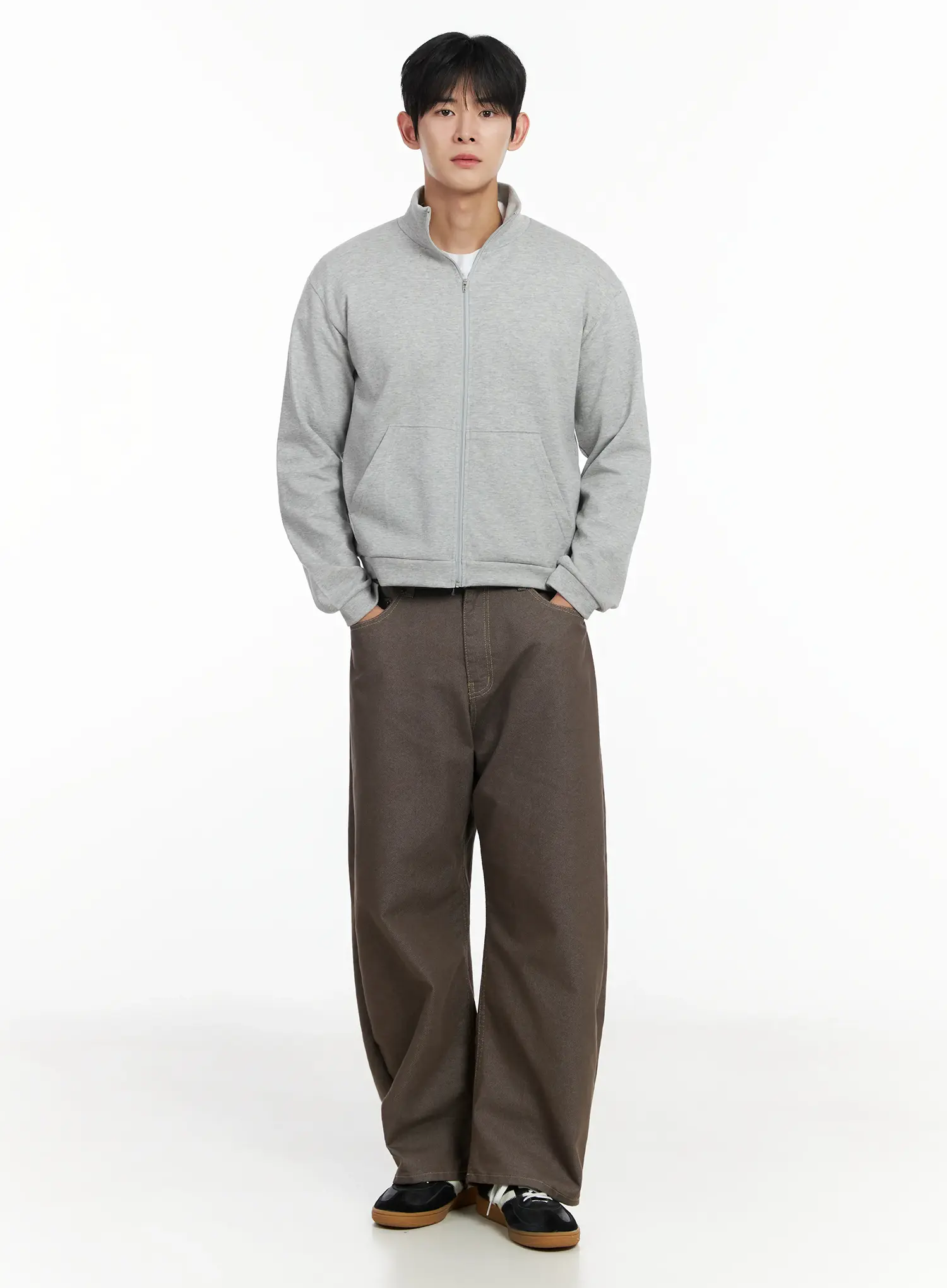 Men's Soft Basic Collared Zip-Up Jacket IF516 - Image 9