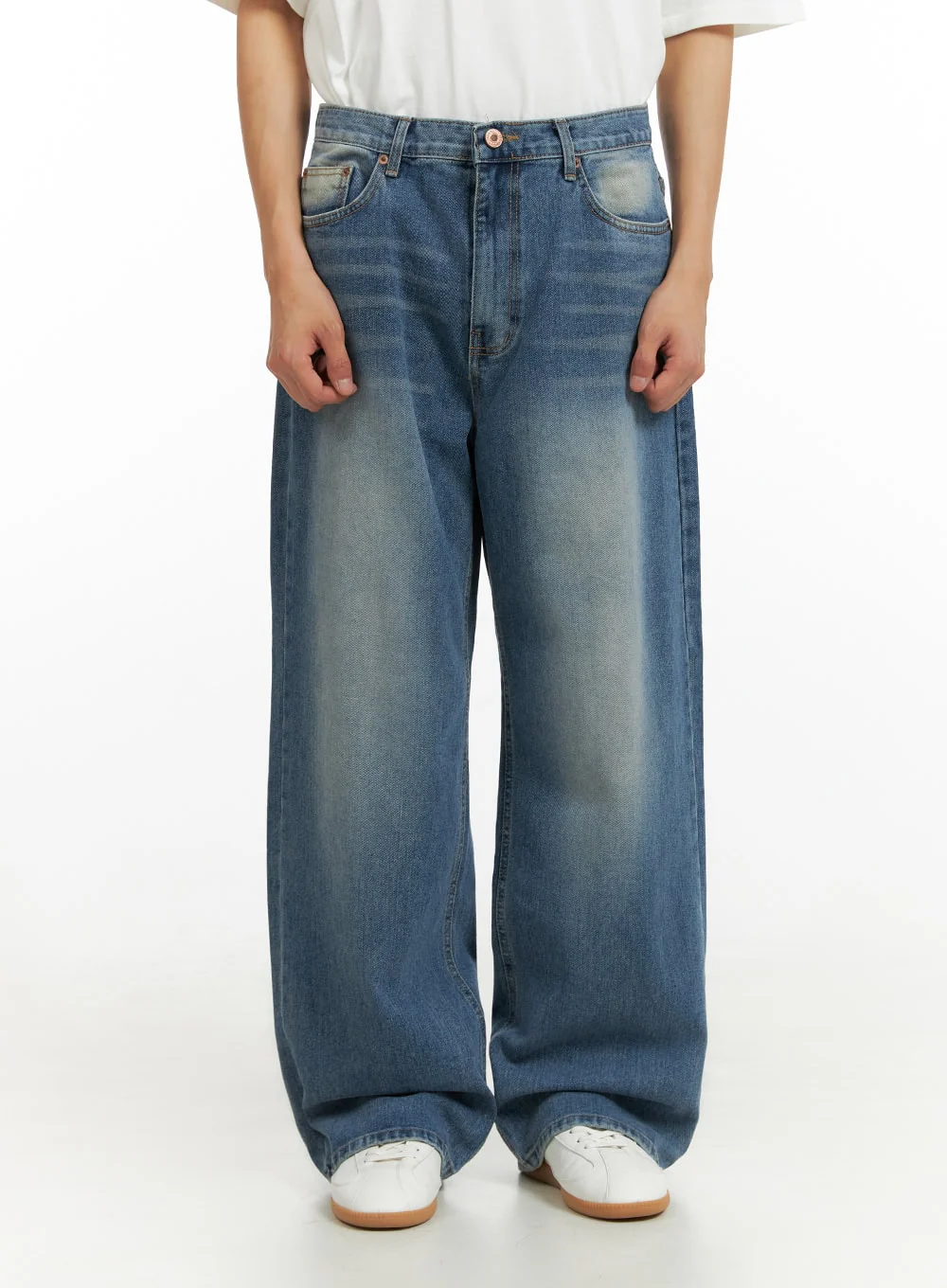 Men's Solid Baggy Jeans IU419 - Image 2