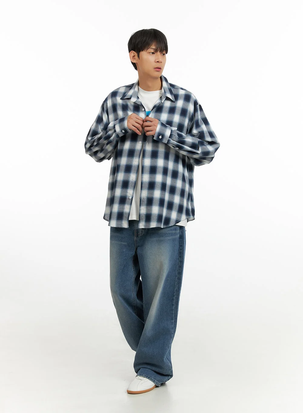 Men's Solid Baggy Jeans IU419 - Image 3
