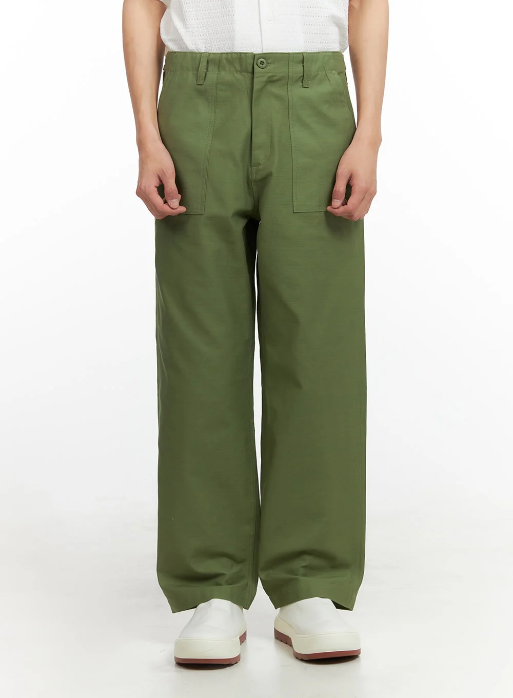 Men's Solid Cotton Pants IY431 - Image 2