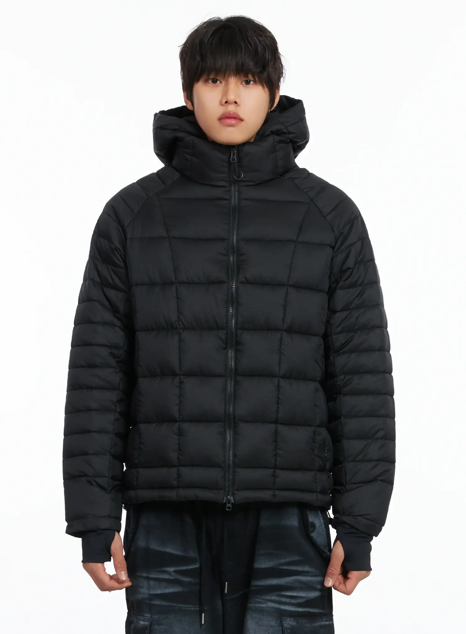 Men's Square Quilted Hooded Puffer Jacket IJ512 - Image 17