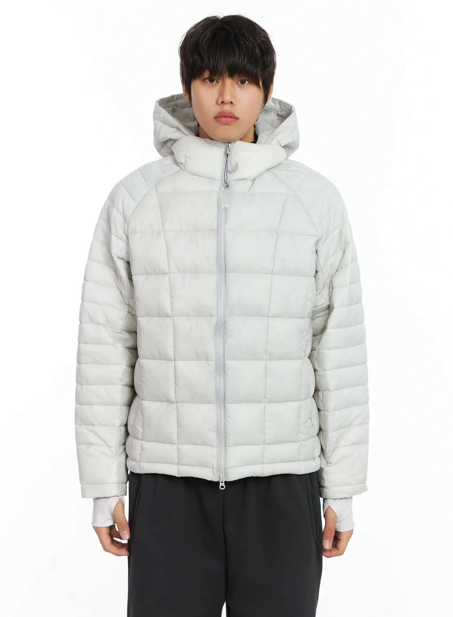 Men's Square Quilted Hooded Puffer Jacket IJ512 - Image 18