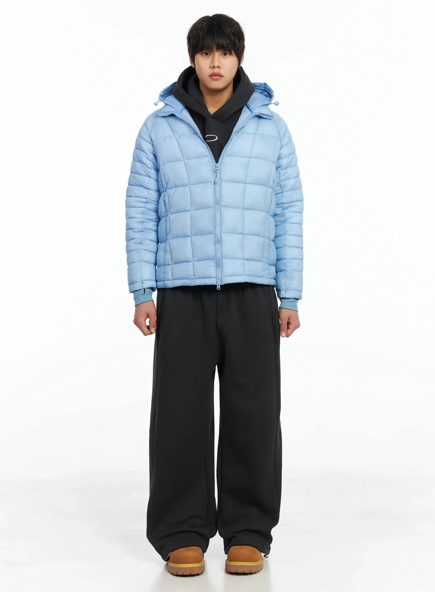 Men's Square Quilted Hooded Puffer Jacket IJ512 - Image 4