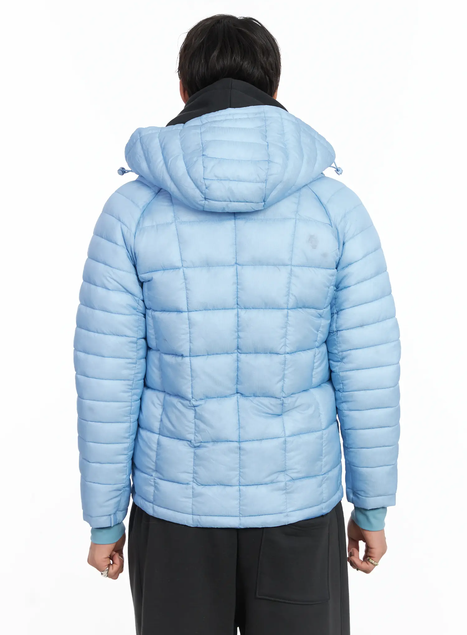 Men's Square Quilted Hooded Puffer Jacket IJ512 - Image 6