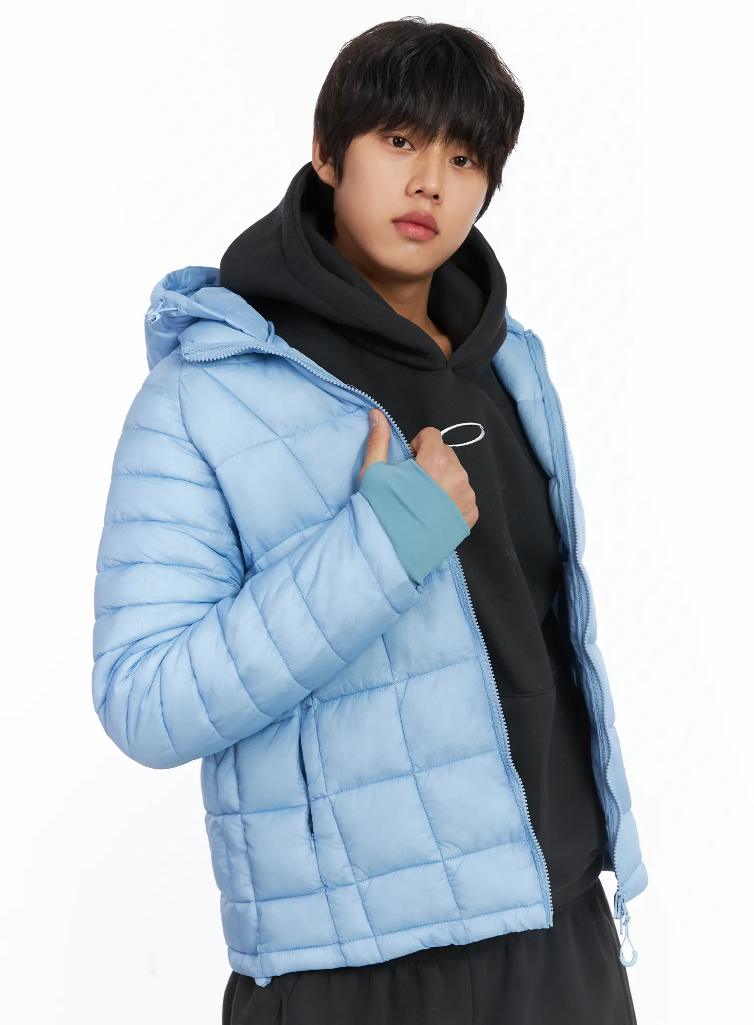 Men's Square Quilted Hooded Puffer Jacket IJ512 - Image 8