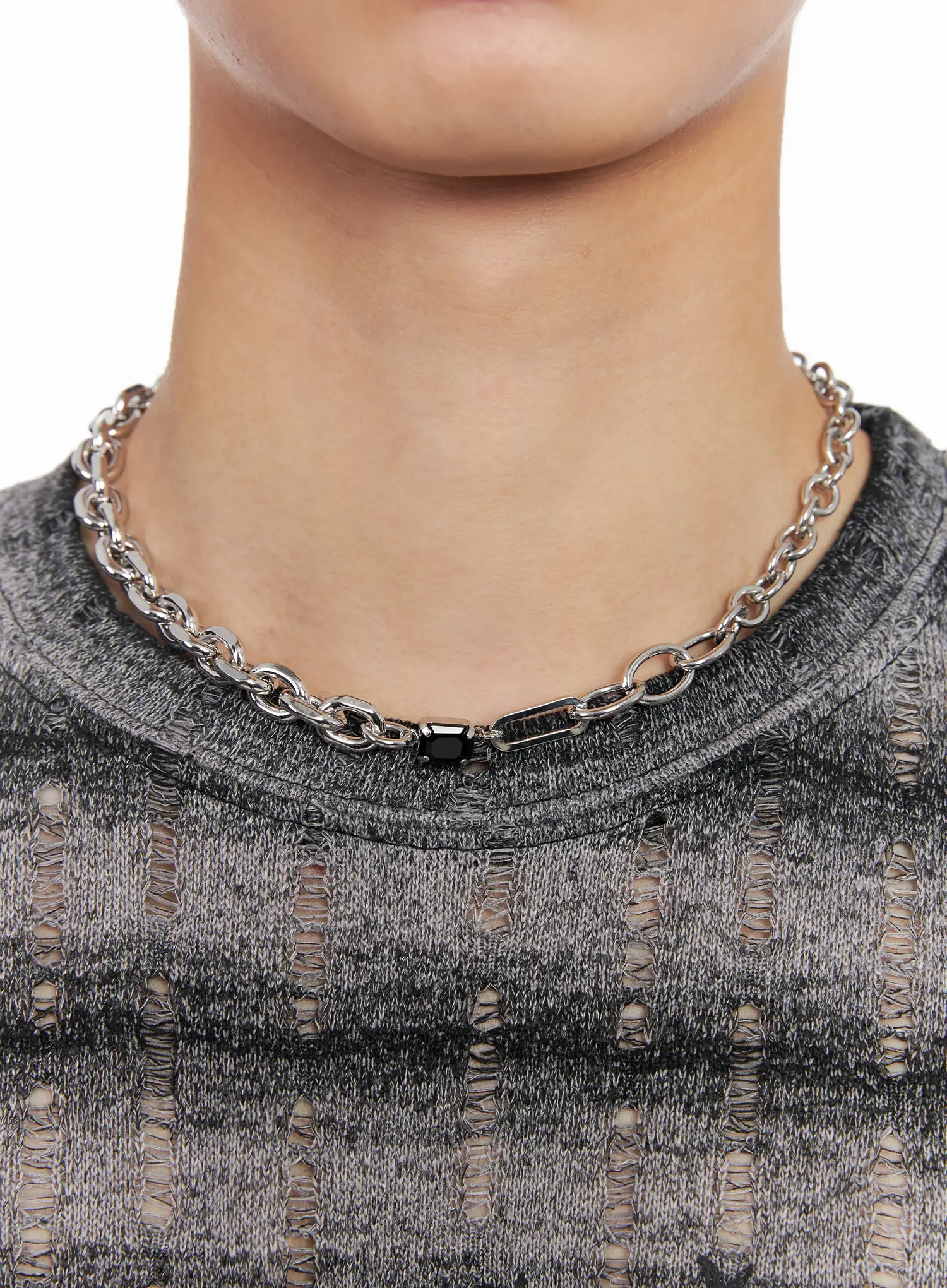 Men's Staple Black Pendant Necklace IL501 - Image 2