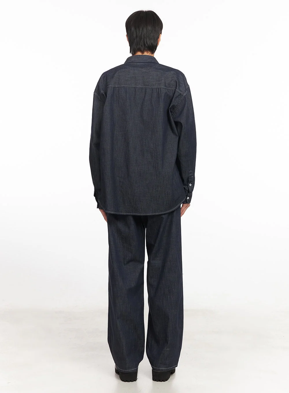 Men's Stitched Button-Up Denim Shirt IA510 - Image 11