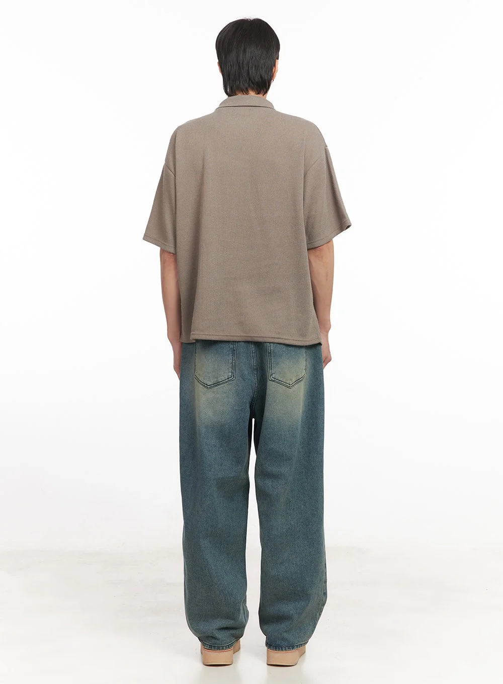 Men's Stitched Detail Wide-Fit Jeans IA511 - Image 7