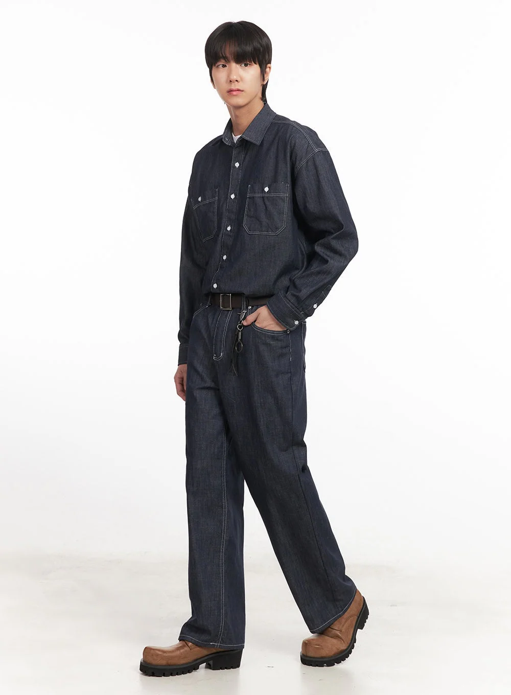 Men's Stitched Straight-Fit Jeans IA510 - Image 11