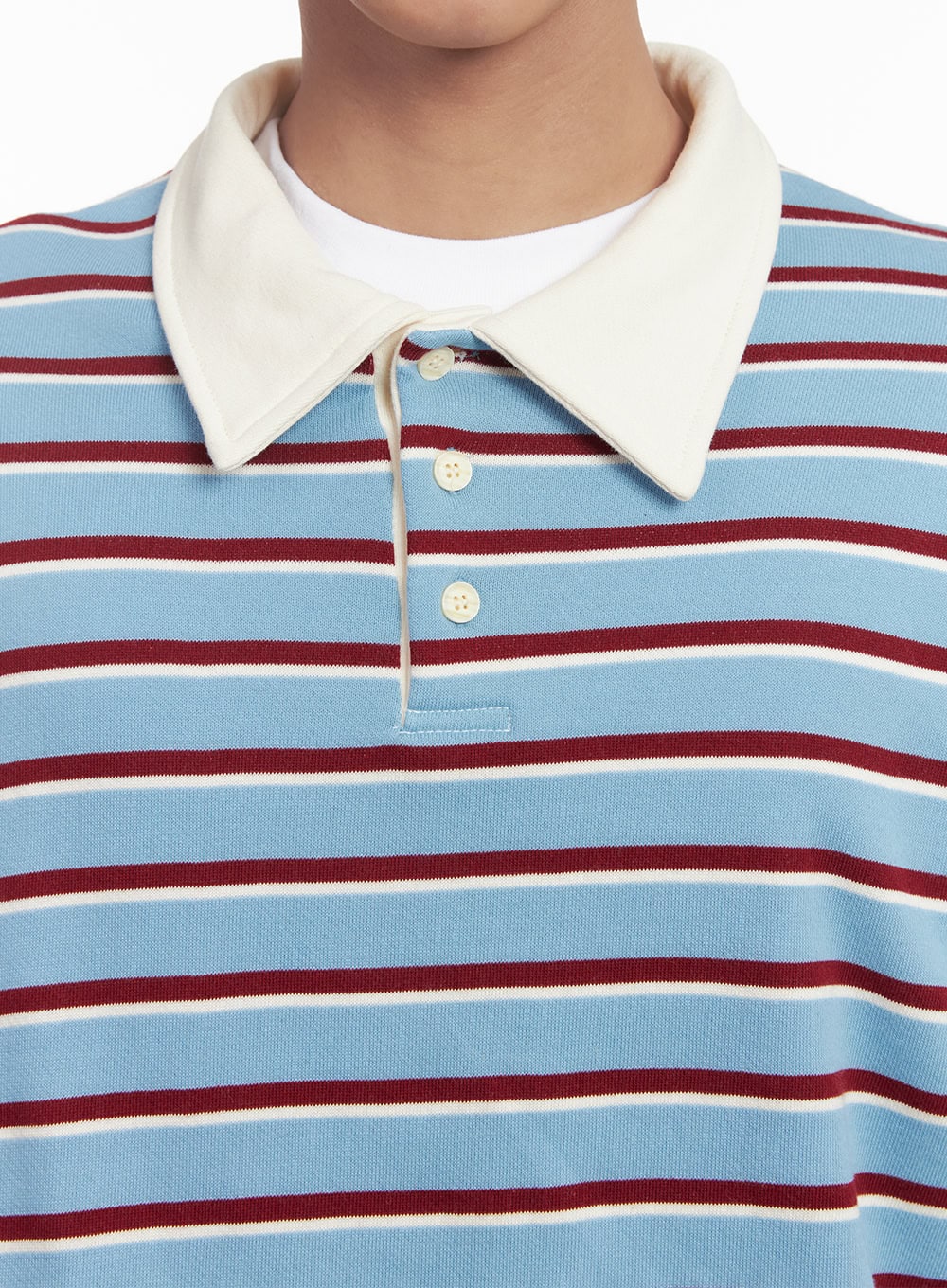 Men's Stripe Collared Sweatshirt (Light Blue) IM518 - Image 4