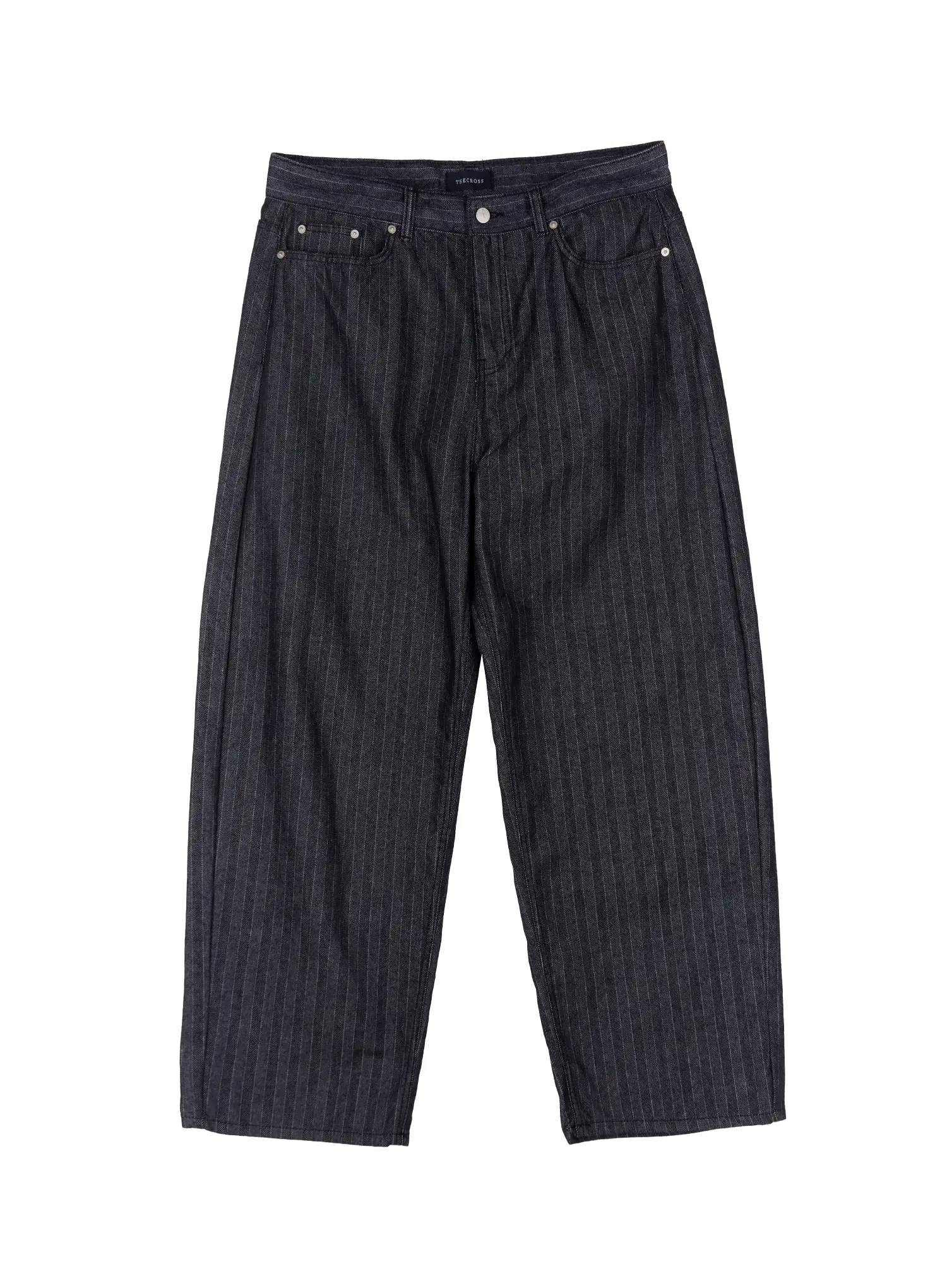 Men's Stripe Wide-Leg Jeans with Patch Detail IO523 - Image 13
