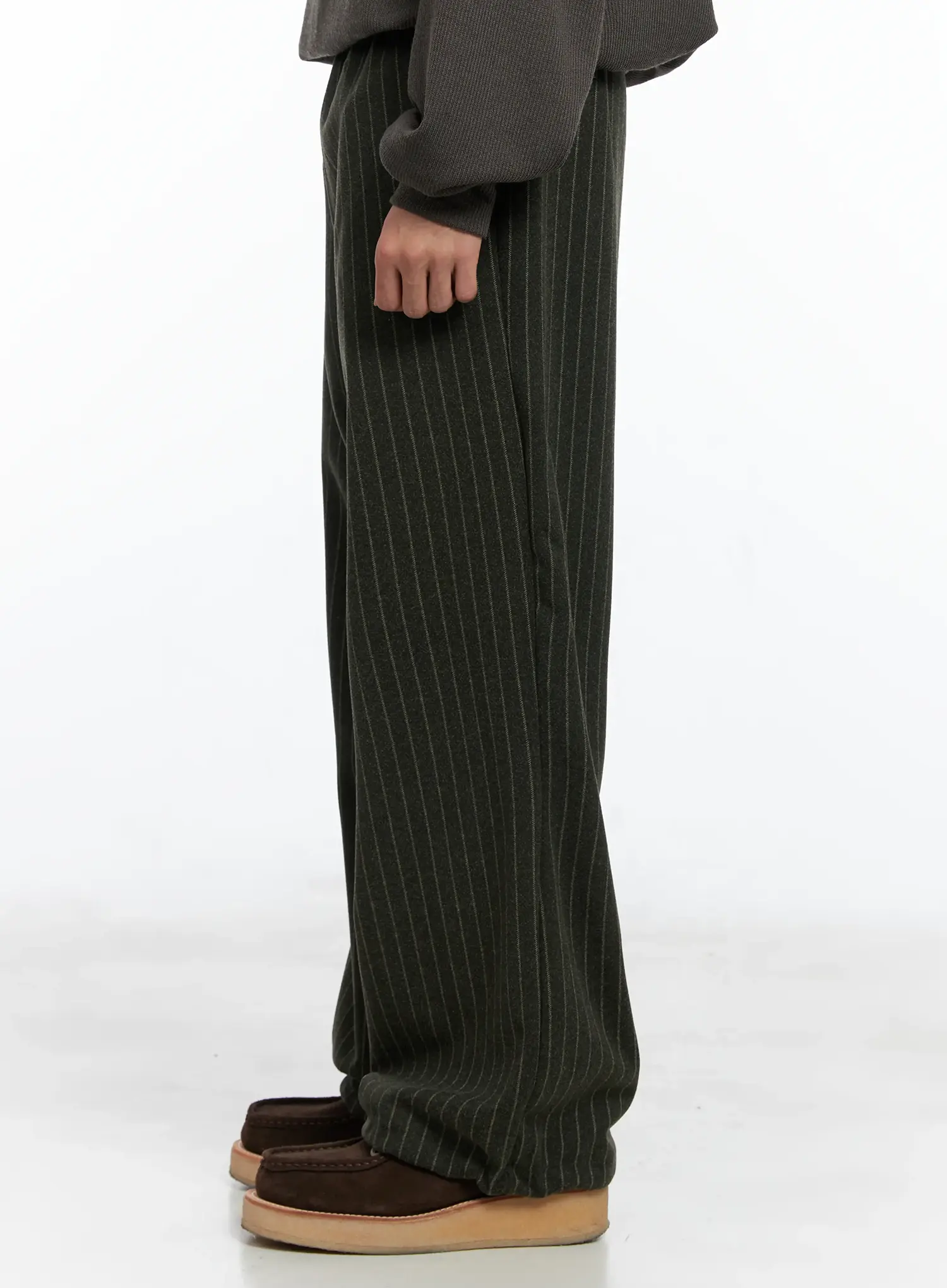Men's Stripe Wide Leg Pants (Dark Green) IN518 - Image 5