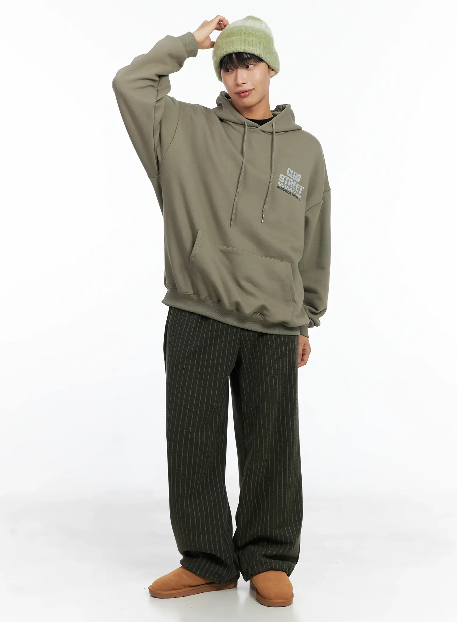 Men's Stripe Wide Leg Pants (Dark Green) IN518 - Image 8