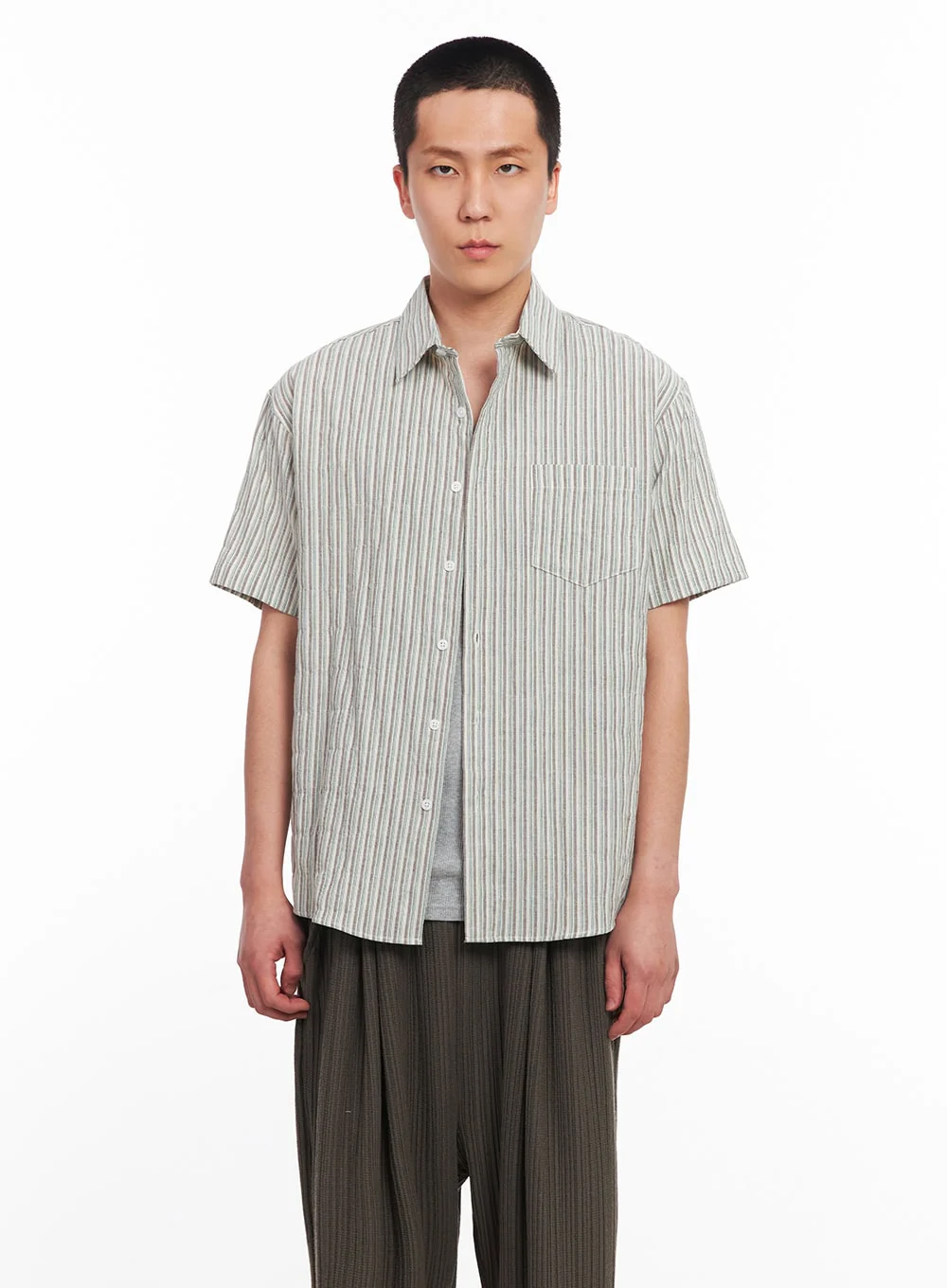 Men's Striped Collared Shirt IU512 - Image 10
