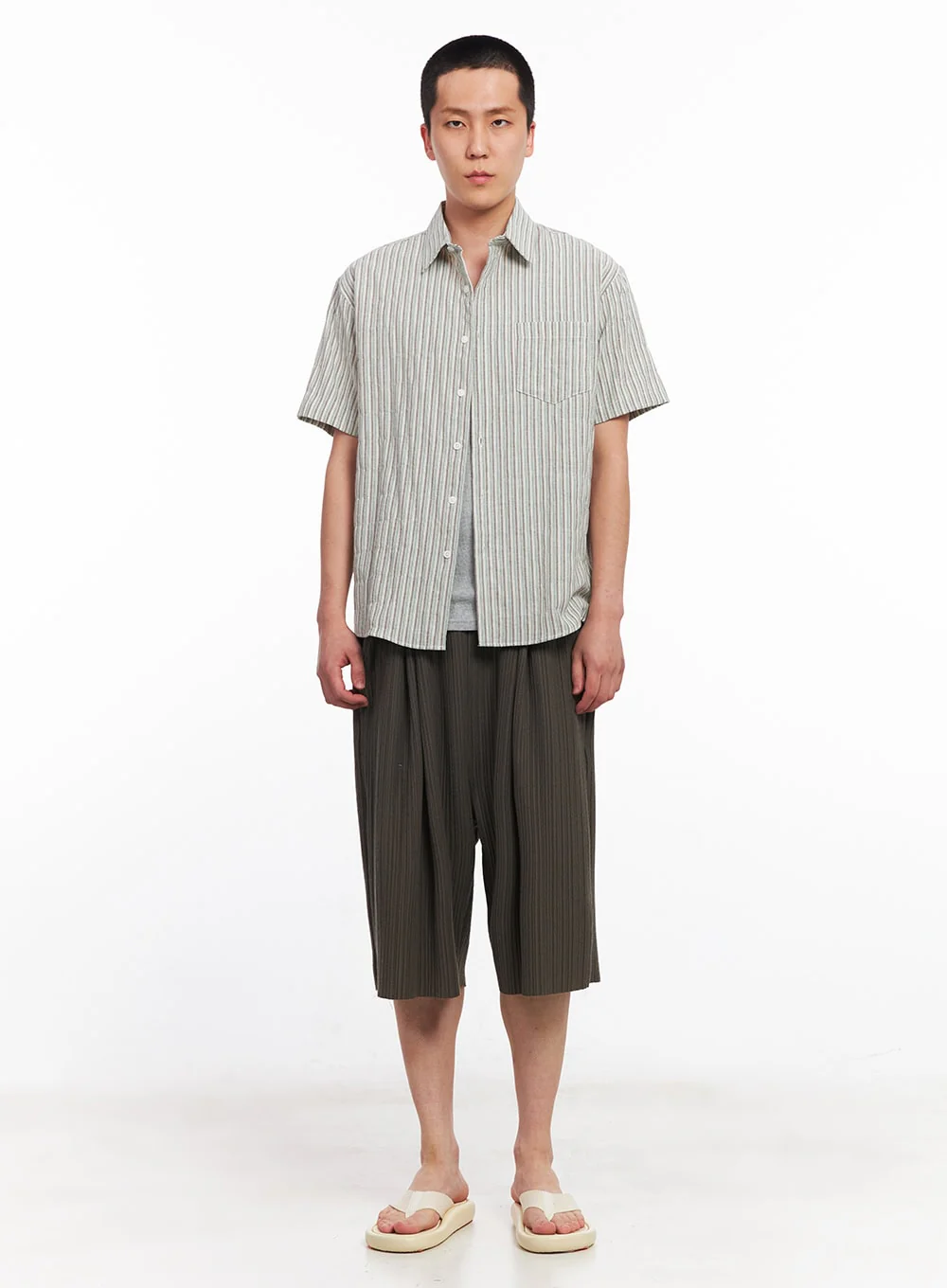 Men's Striped Collared Shirt IU512 - Image 3