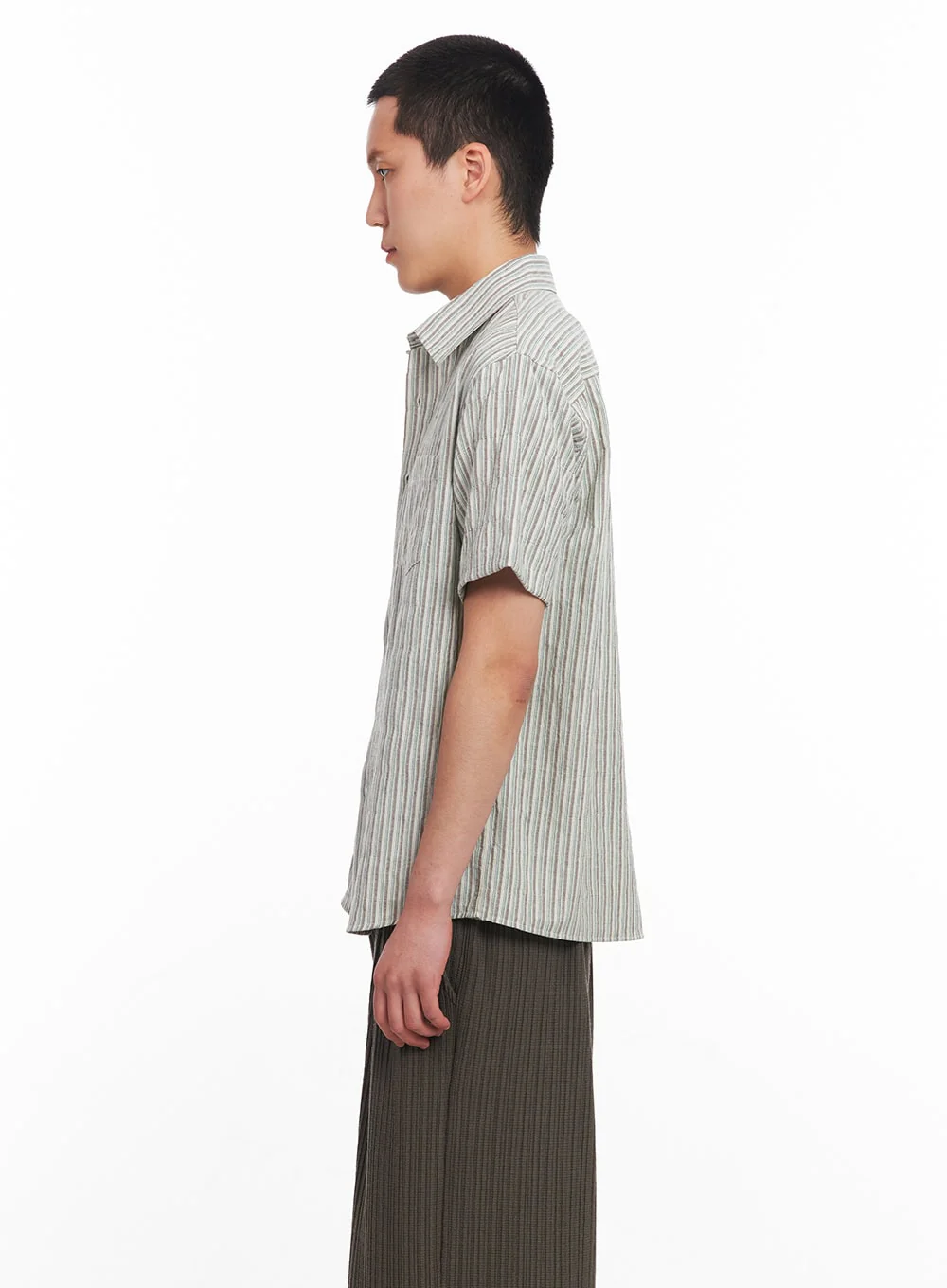 Men's Striped Collared Shirt IU512 - Image 4