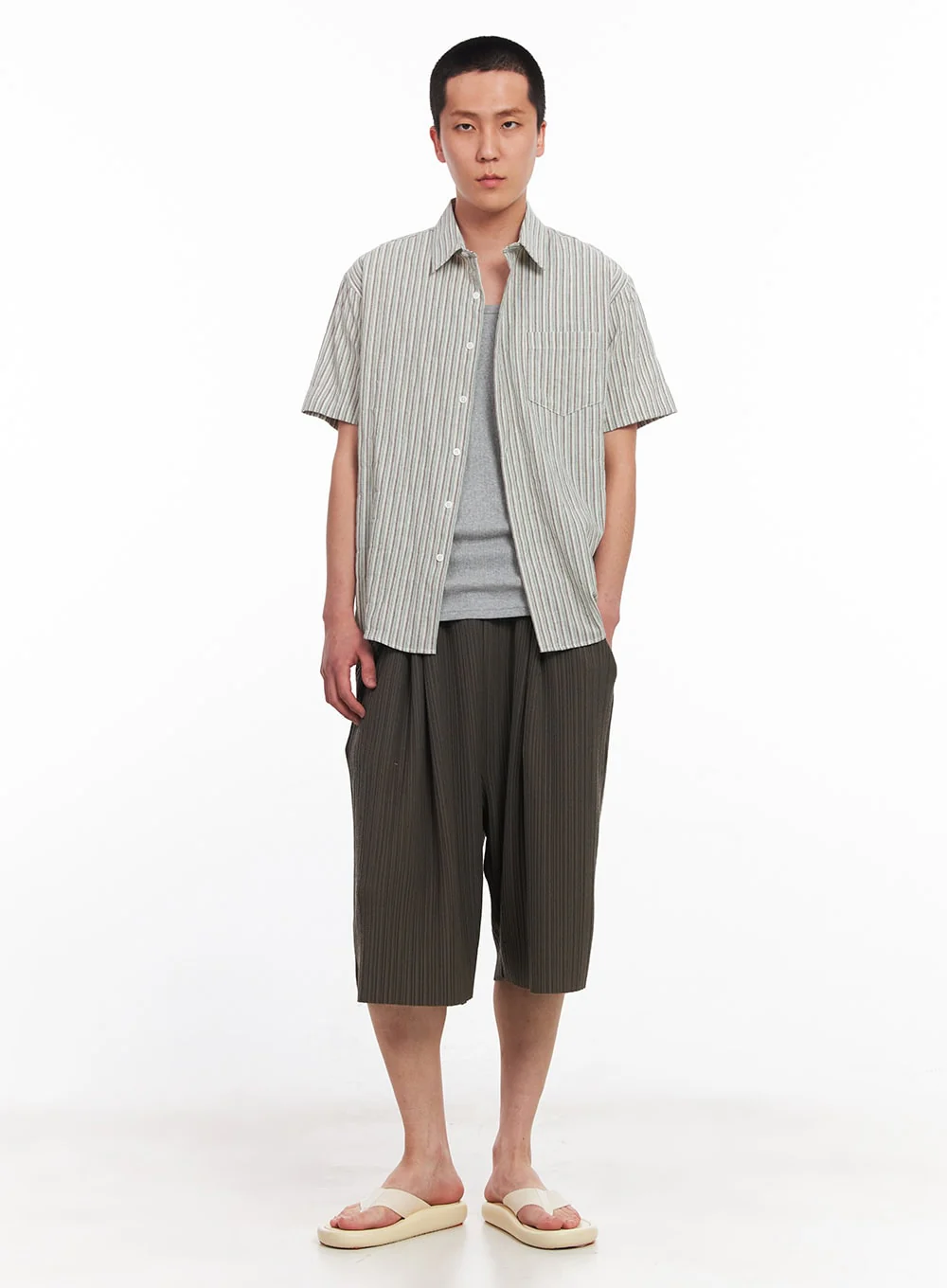 Men's Striped Collared Shirt IU512 - Image 7