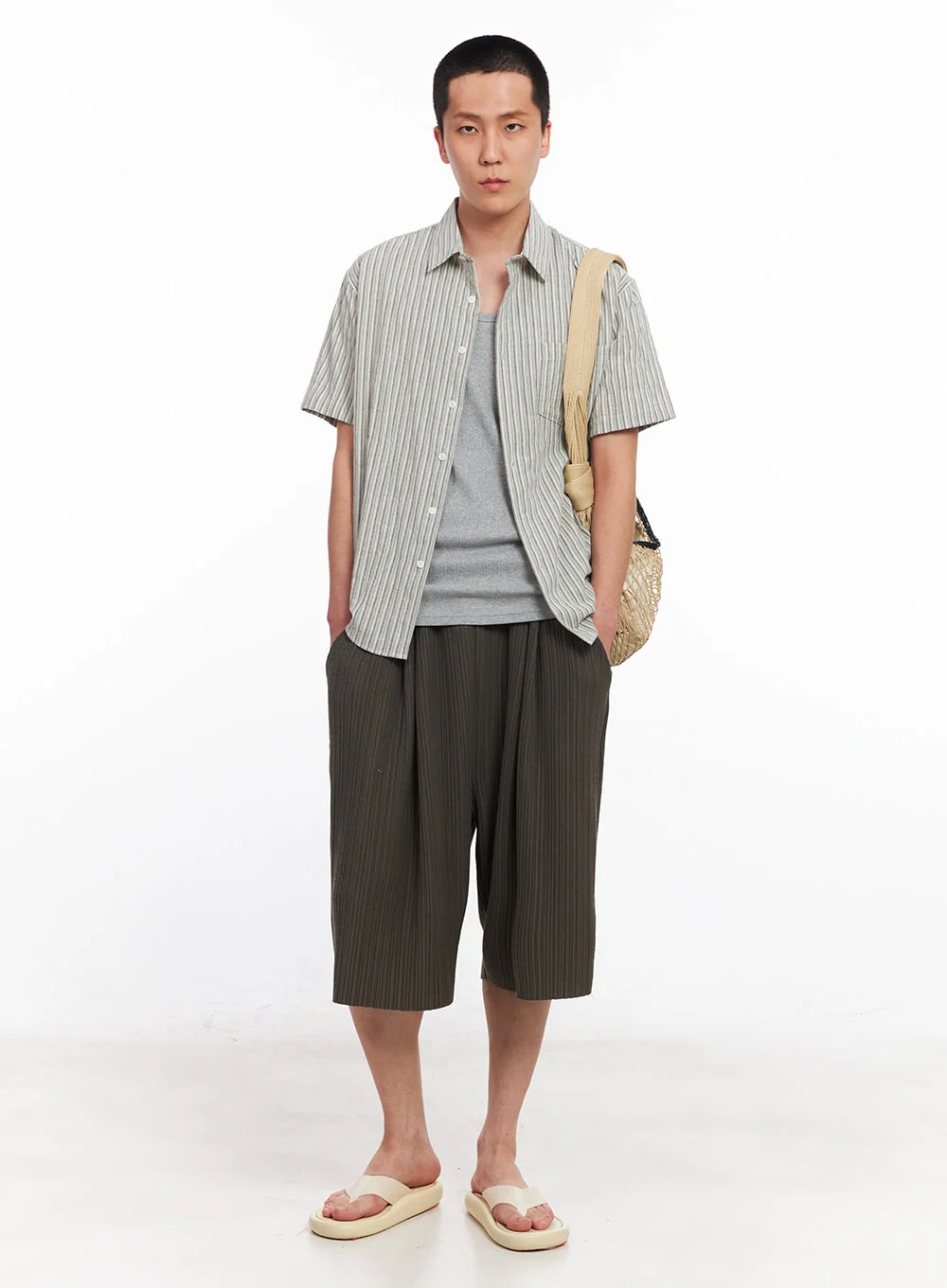 Men's Striped Collared Shirt IU512 - Image 8