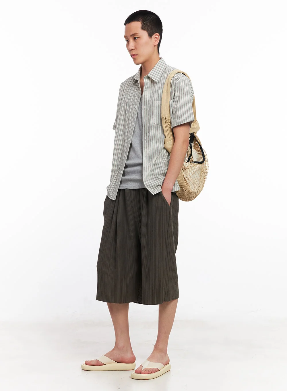 Men's Striped Collared Shirt IU512 - Image 9