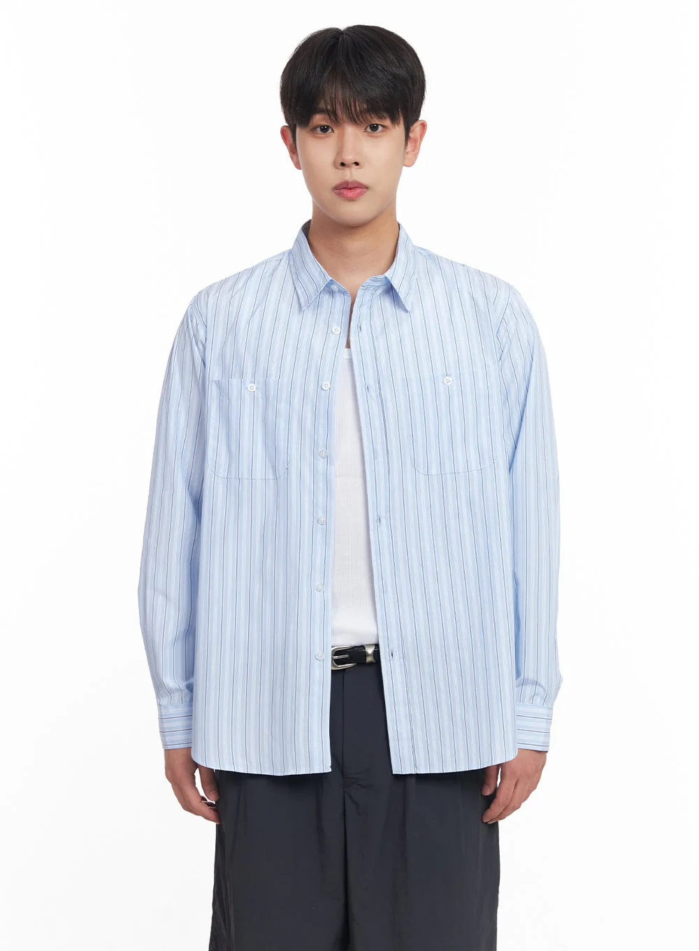 Men's Striped Collared Shirt IY522 - Image 12