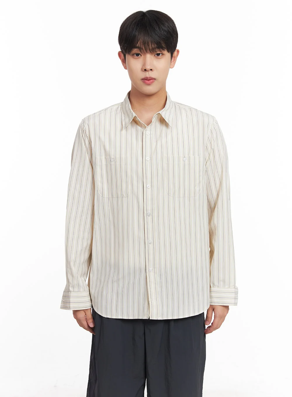 Men's Striped Collared Shirt IY522 - Image 13