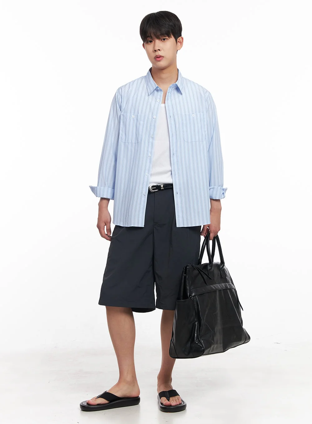 Men's Striped Collared Shirt IY522 - Image 2