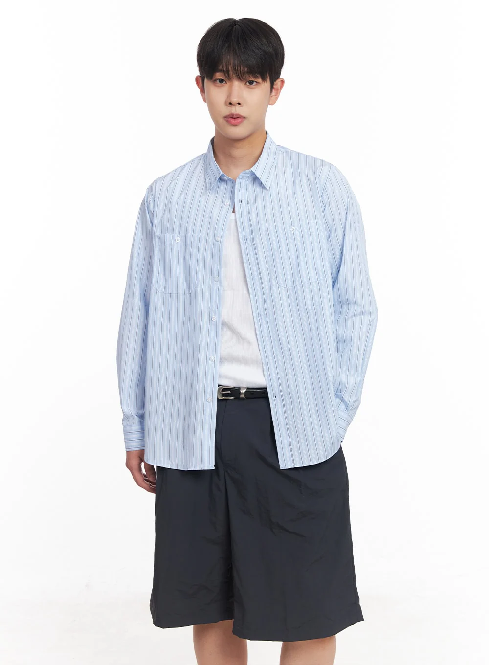 Men's Striped Collared Shirt IY522 - Image 3