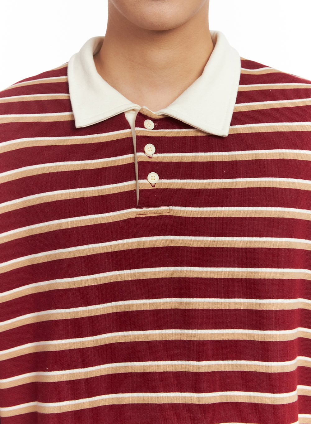Men's Striped Collared Sweatshirt IM514 - Image 5