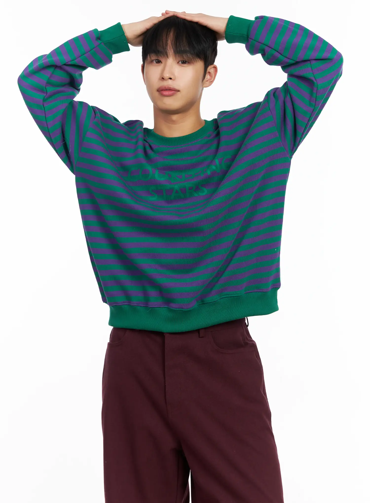 Men's Striped Crewneck Sweatshirt IM516 - Image 2