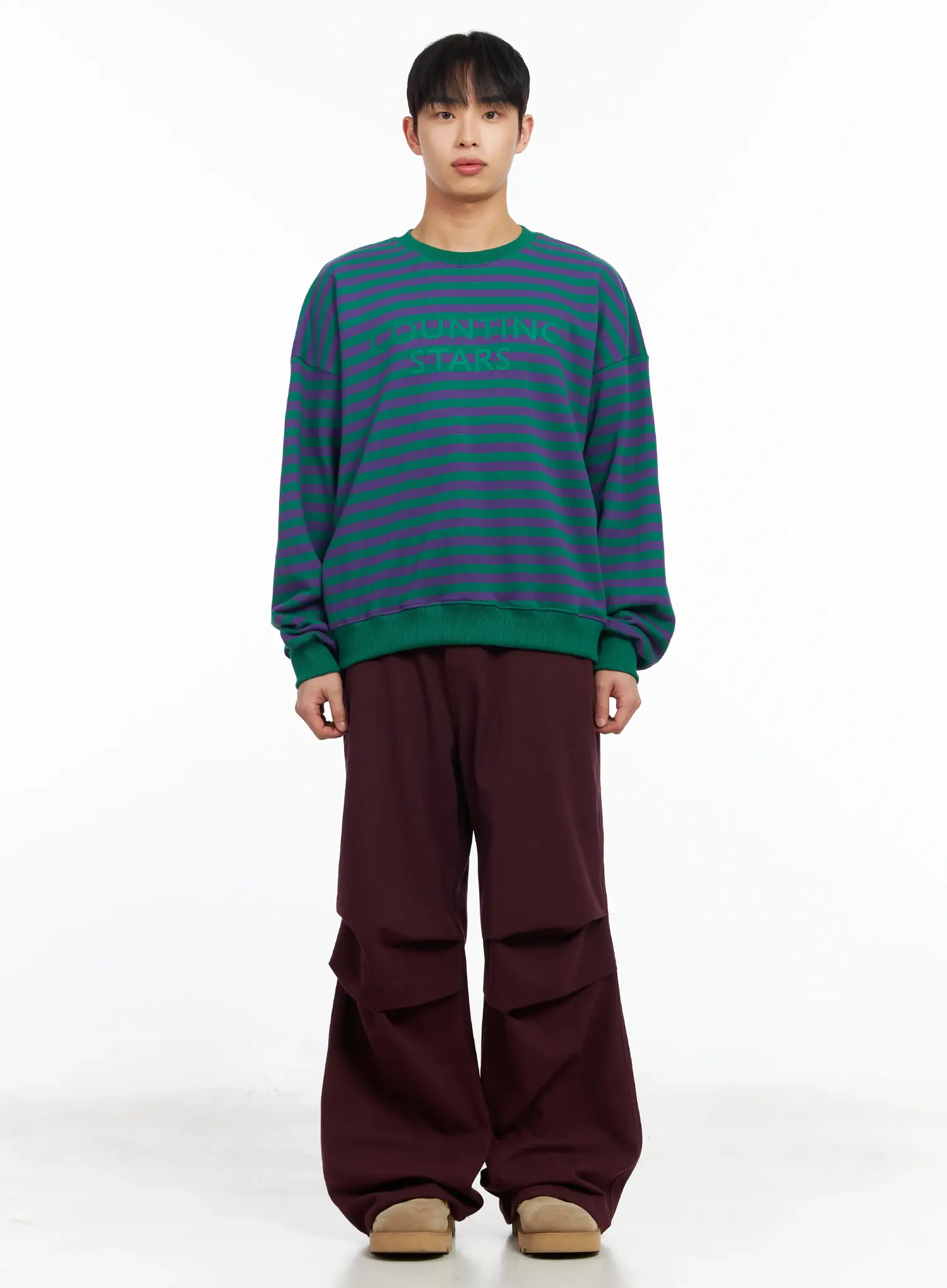 Men's Striped Crewneck Sweatshirt IM516 - Image 3