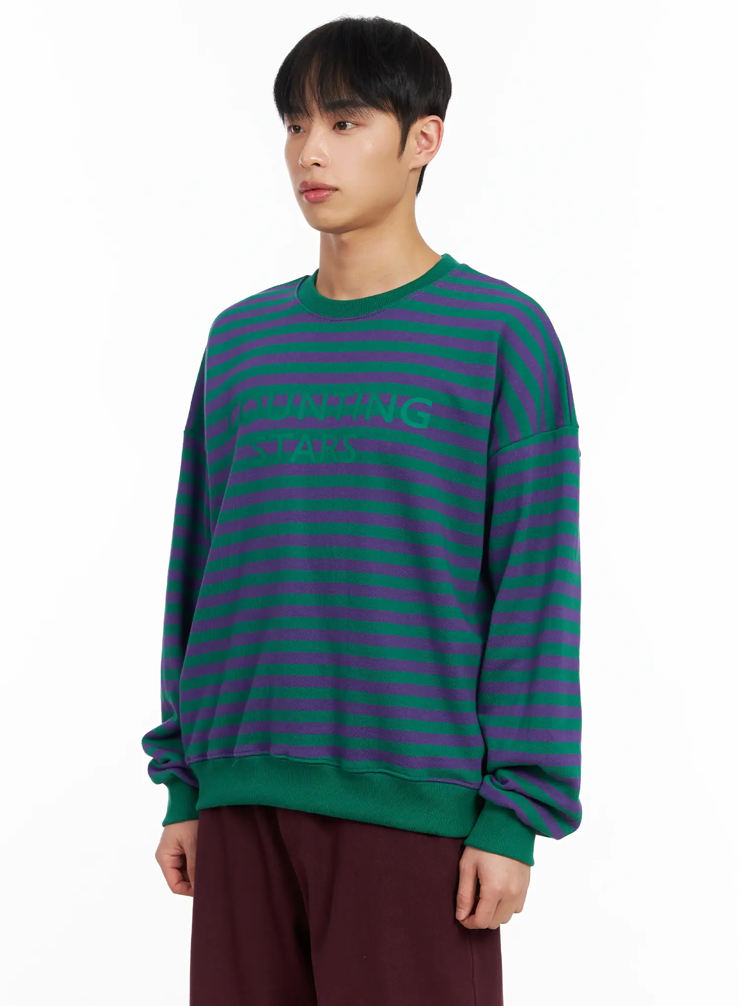 Men's Striped Crewneck Sweatshirt IM516 - Image 4