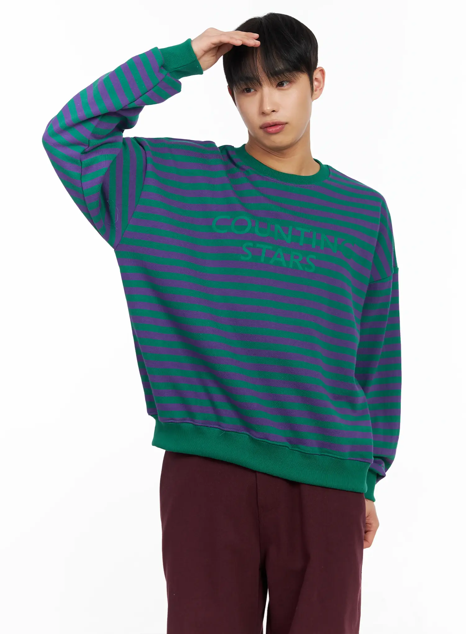 Men's Striped Crewneck Sweatshirt IM516 - Image 6