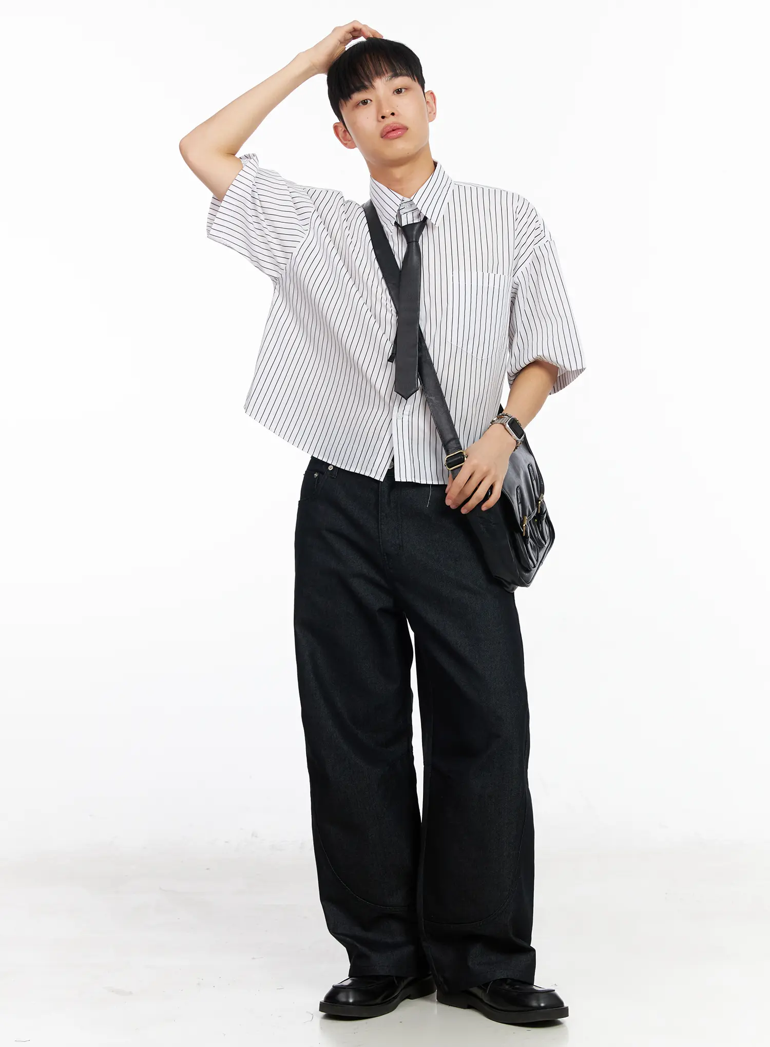 Men's Striped Cropped Shirt IA502