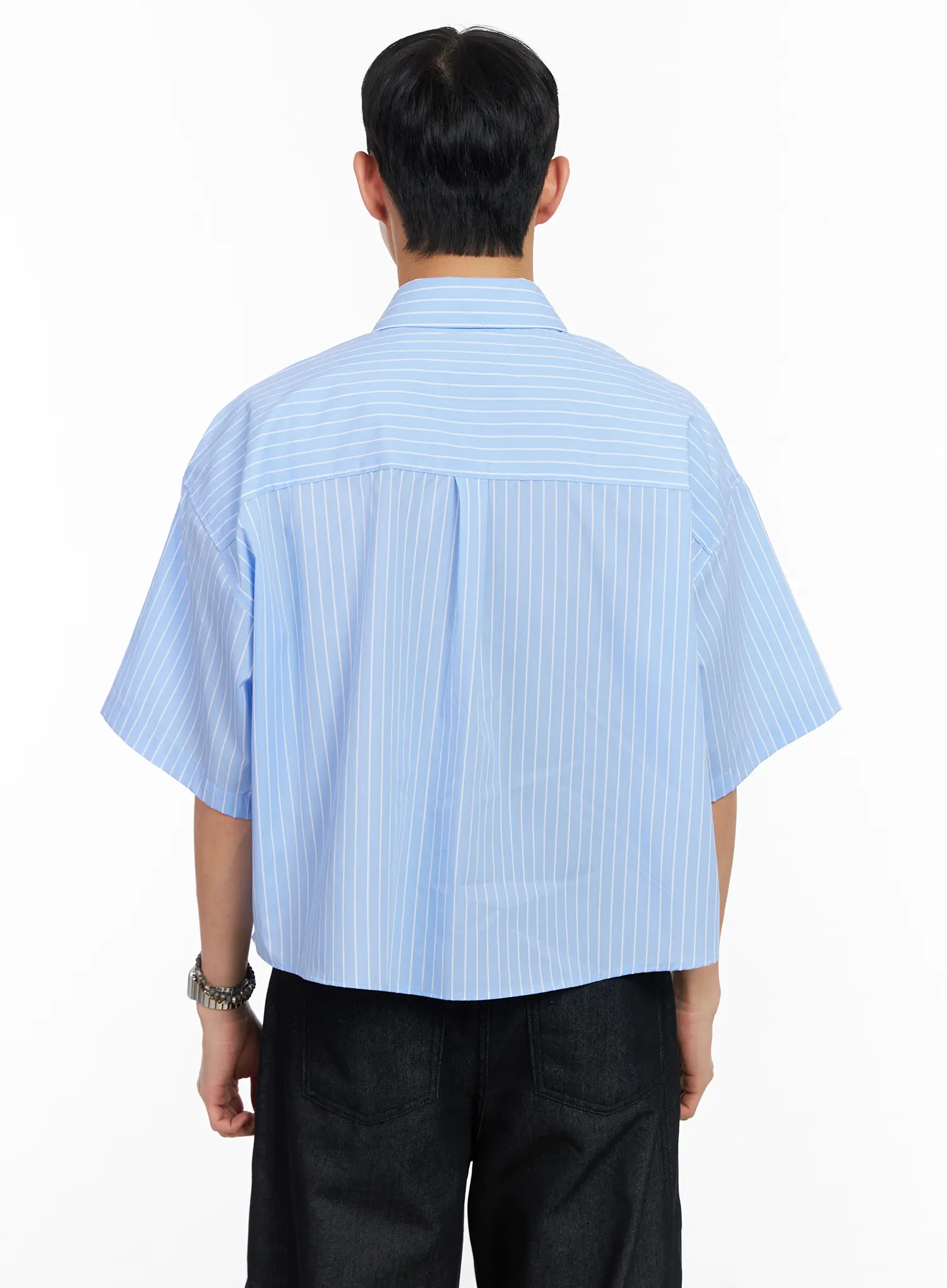 Men's Striped Cropped Shirt IA502 - Image 5