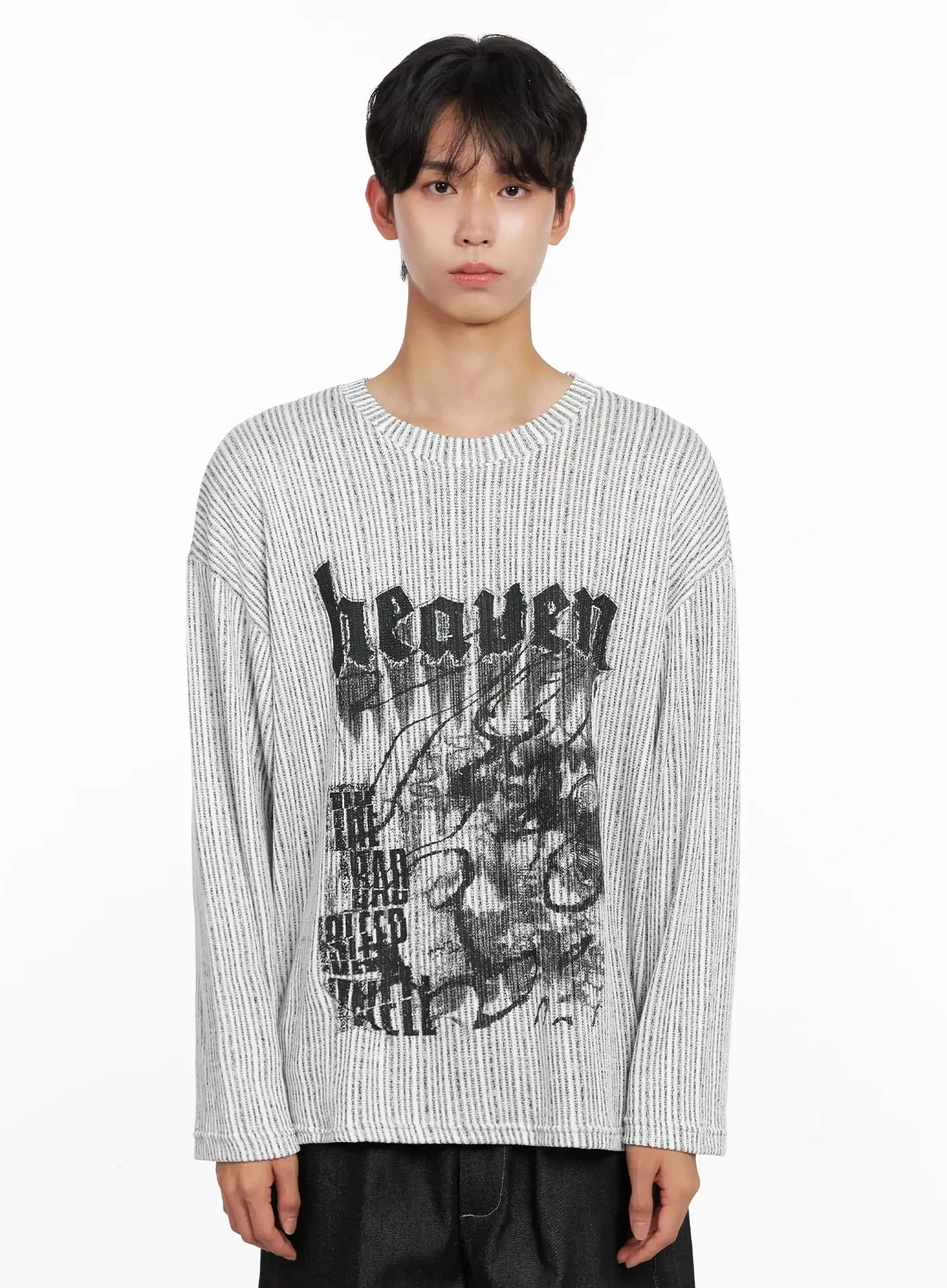Men's Striped Graphic Knit Long Sleeve IO516 - Image 16